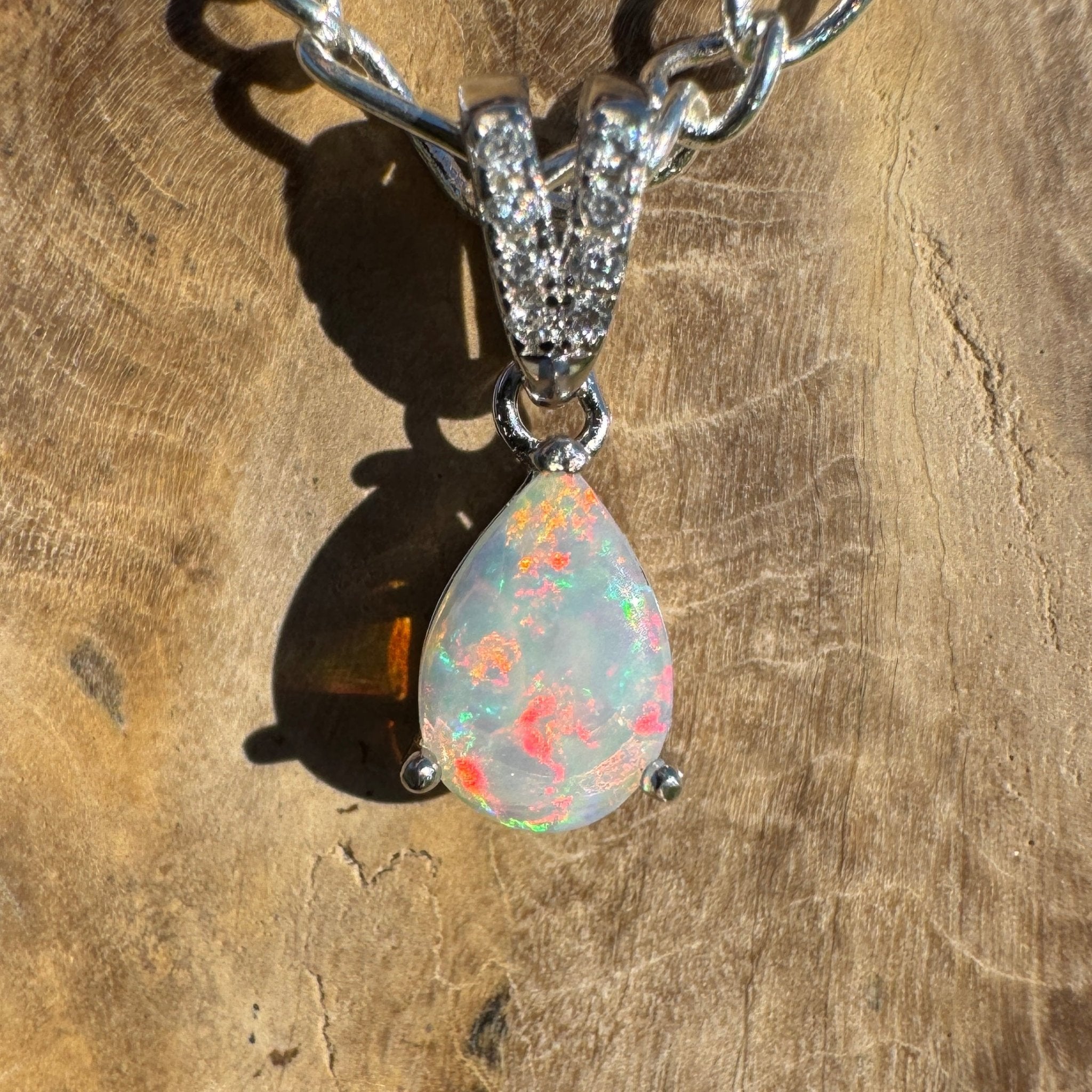 Ghan Spirit ~ 0.6ct Solid Coober Pedy Opal 925 Sterling Silver Pendant Necklace
