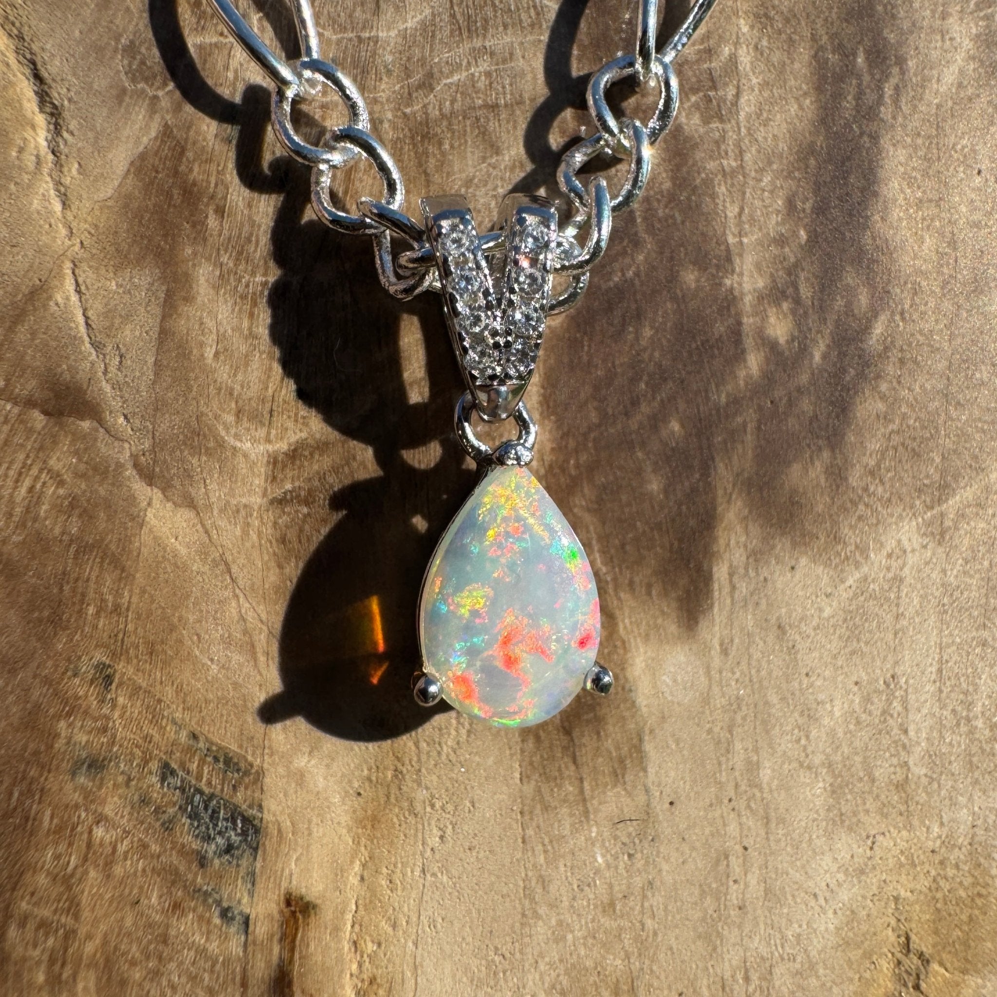 Ghan Spirit ~ 0.6ct Solid Coober Pedy Opal 925 Sterling Silver Pendant Necklace