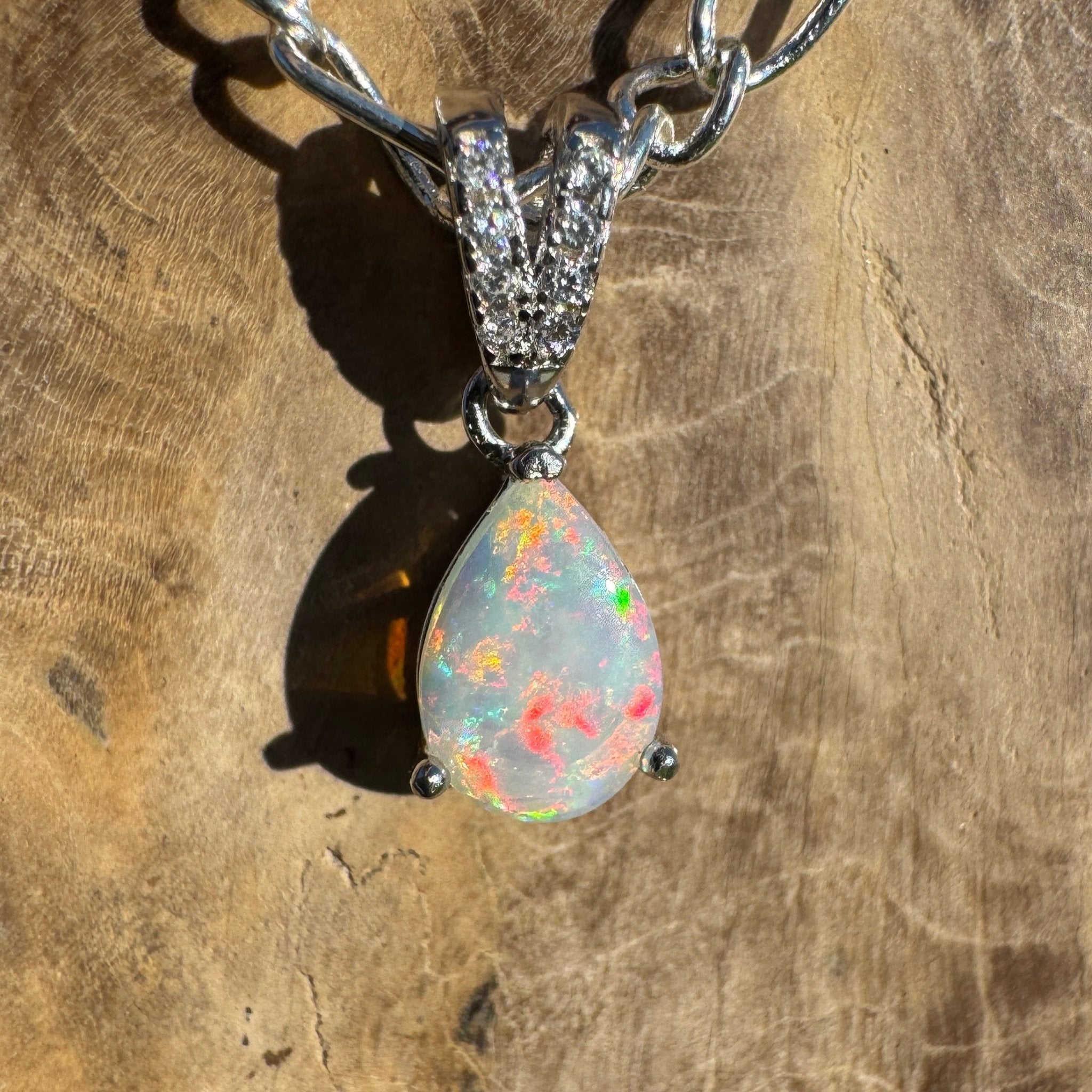 Ghan Spirit ~ 0.6ct Solid Coober Pedy Opal 925 Sterling Silver Pendant Necklace