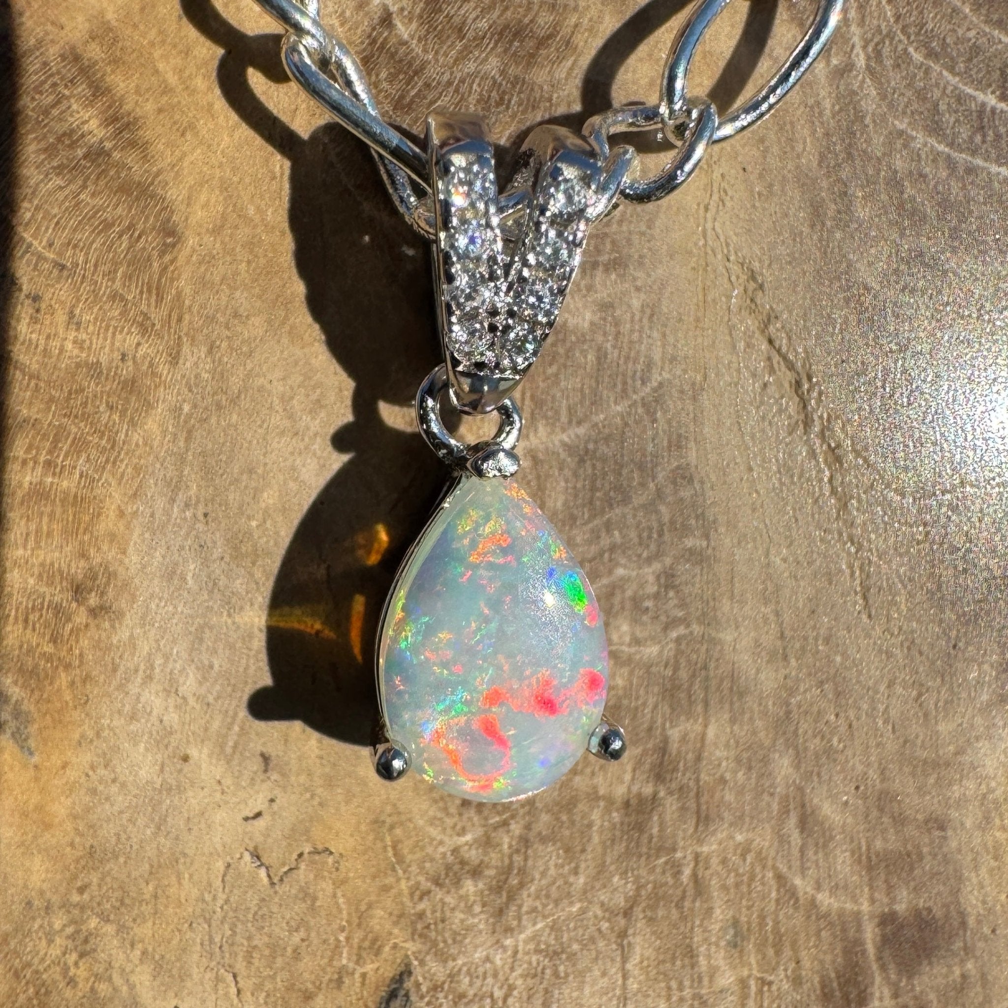 Ghan Spirit ~ 0.6ct Solid Coober Pedy Opal 925 Sterling Silver Pendant Necklace