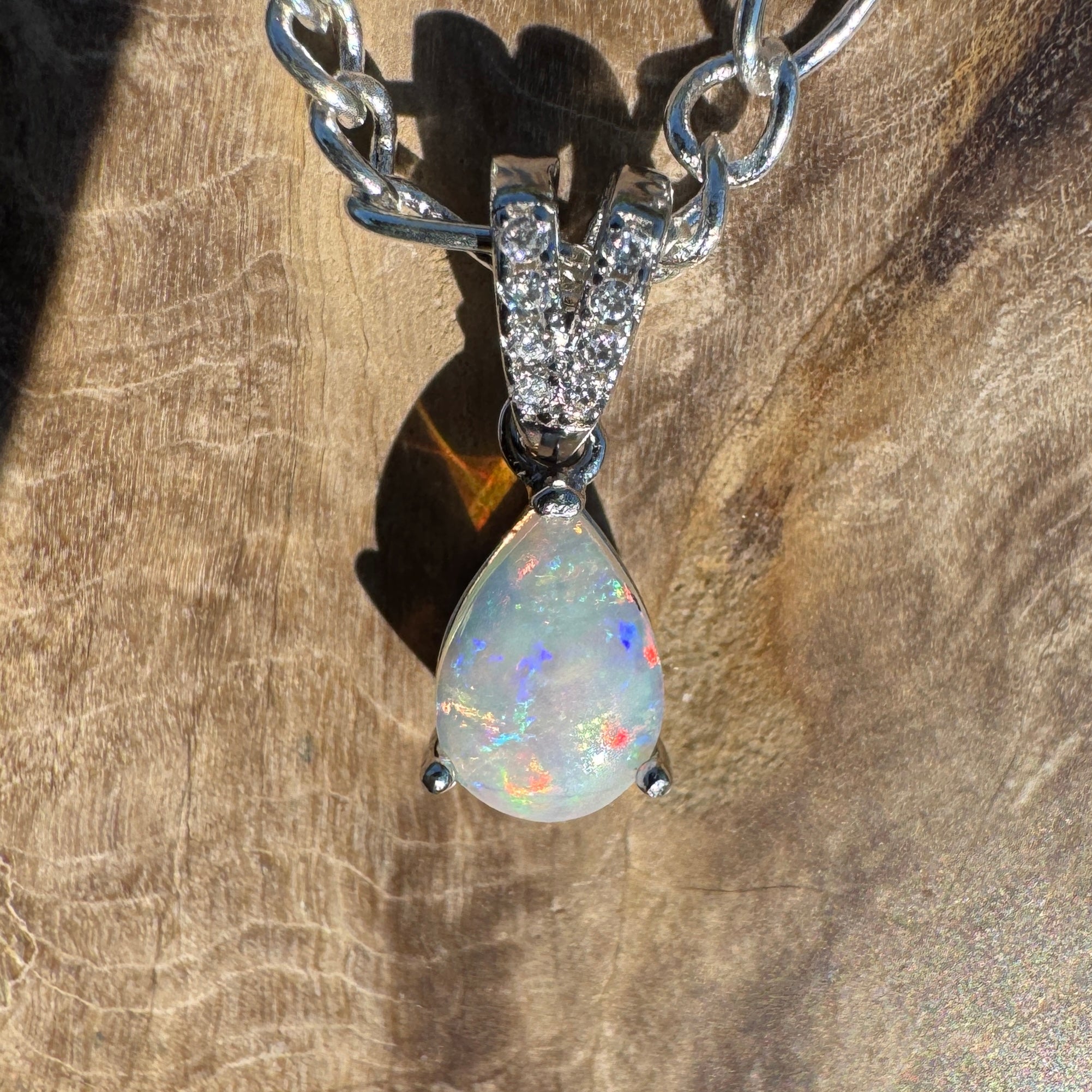 Ghan Spirit ~ 0.6ct Solid Coober Pedy Opal 925 Sterling Silver Pendant Necklace