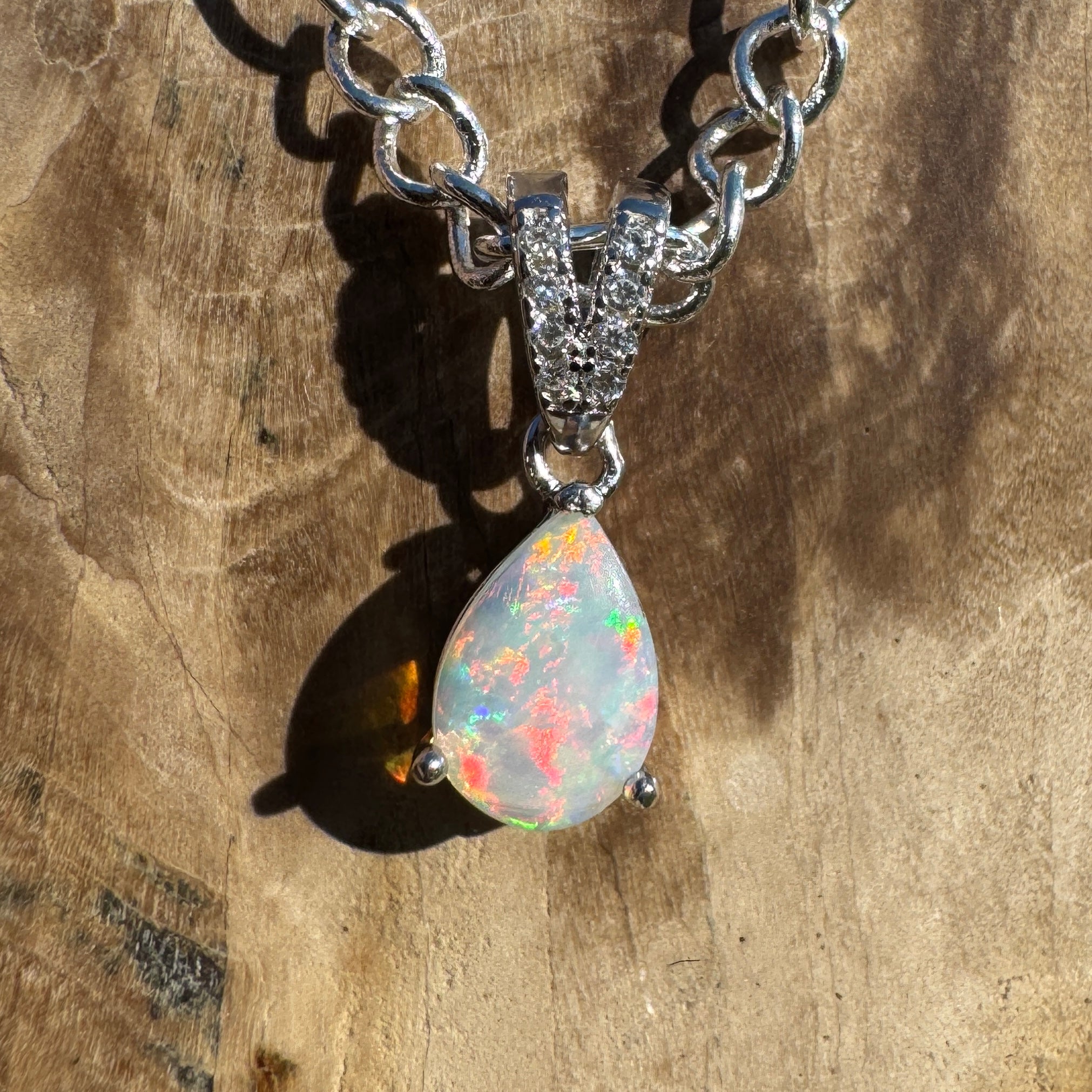 Ghan Spirit ~ 0.6ct Solid Coober Pedy Opal 925 Sterling Silver Pendant Necklace