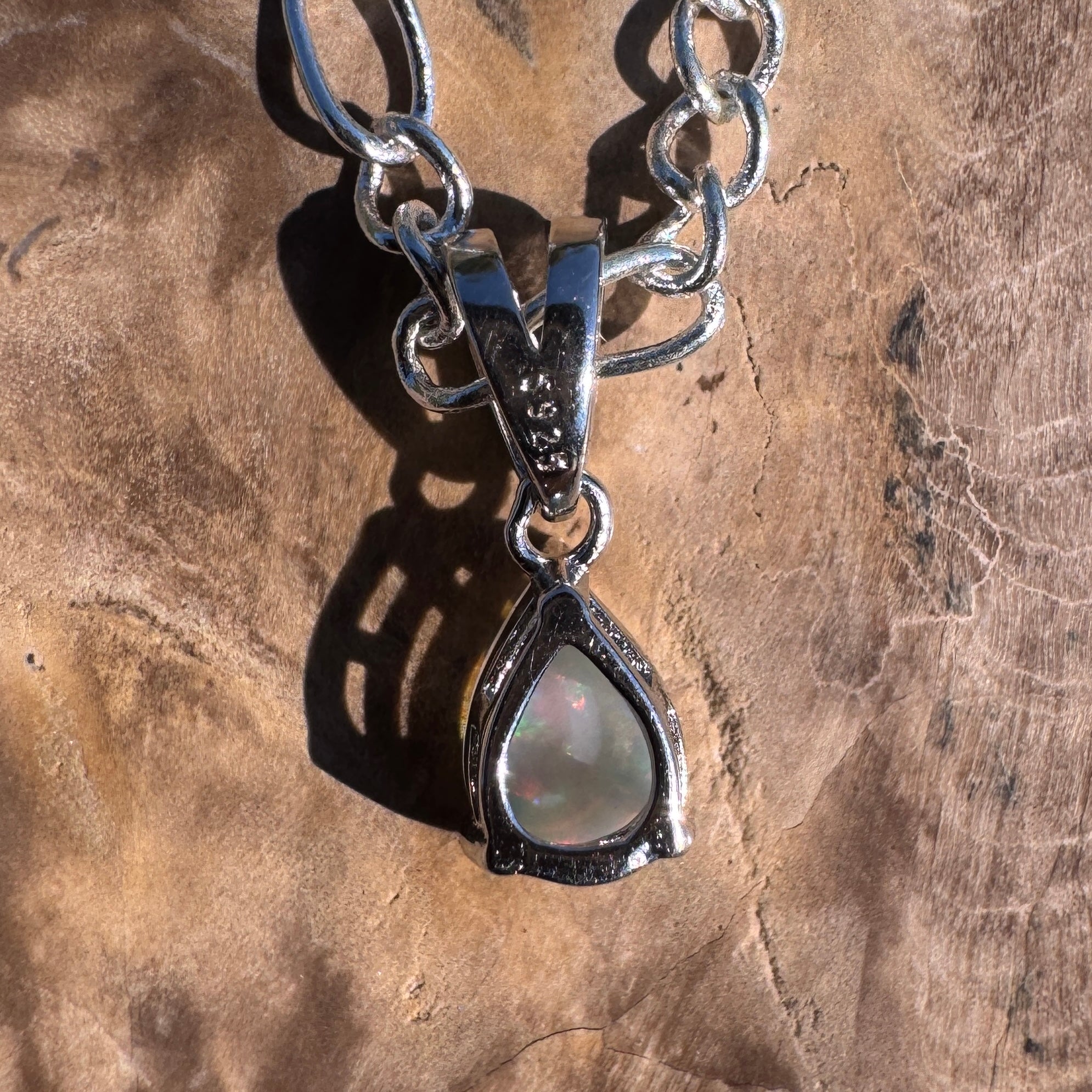 Ghan Spirit ~ 0.6ct Solid Coober Pedy Opal 925 Sterling Silver Pendant Necklace