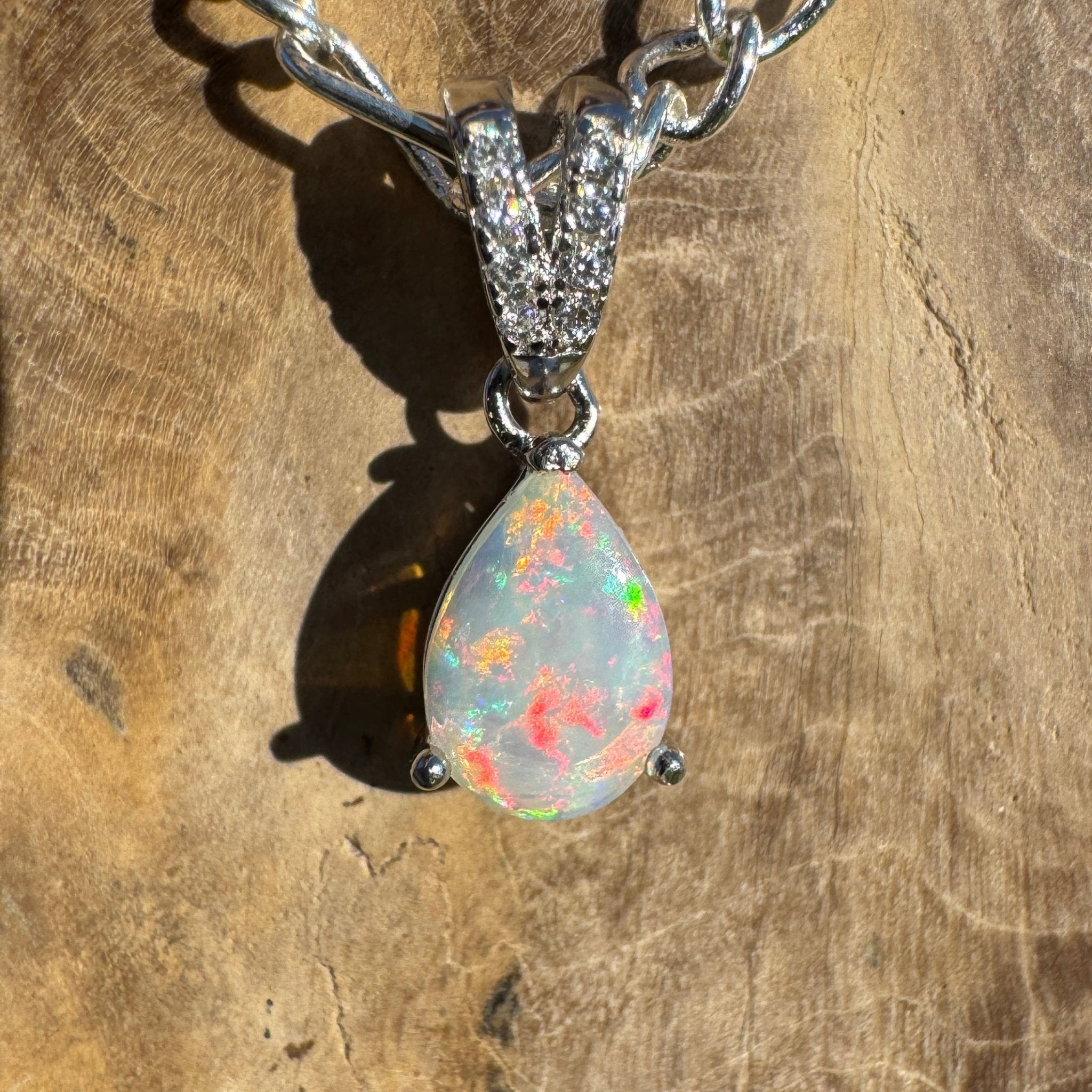 Ghan Spirit ~ 0.6ct Solid Coober Pedy Opal 925 Sterling Silver Pendant Necklace