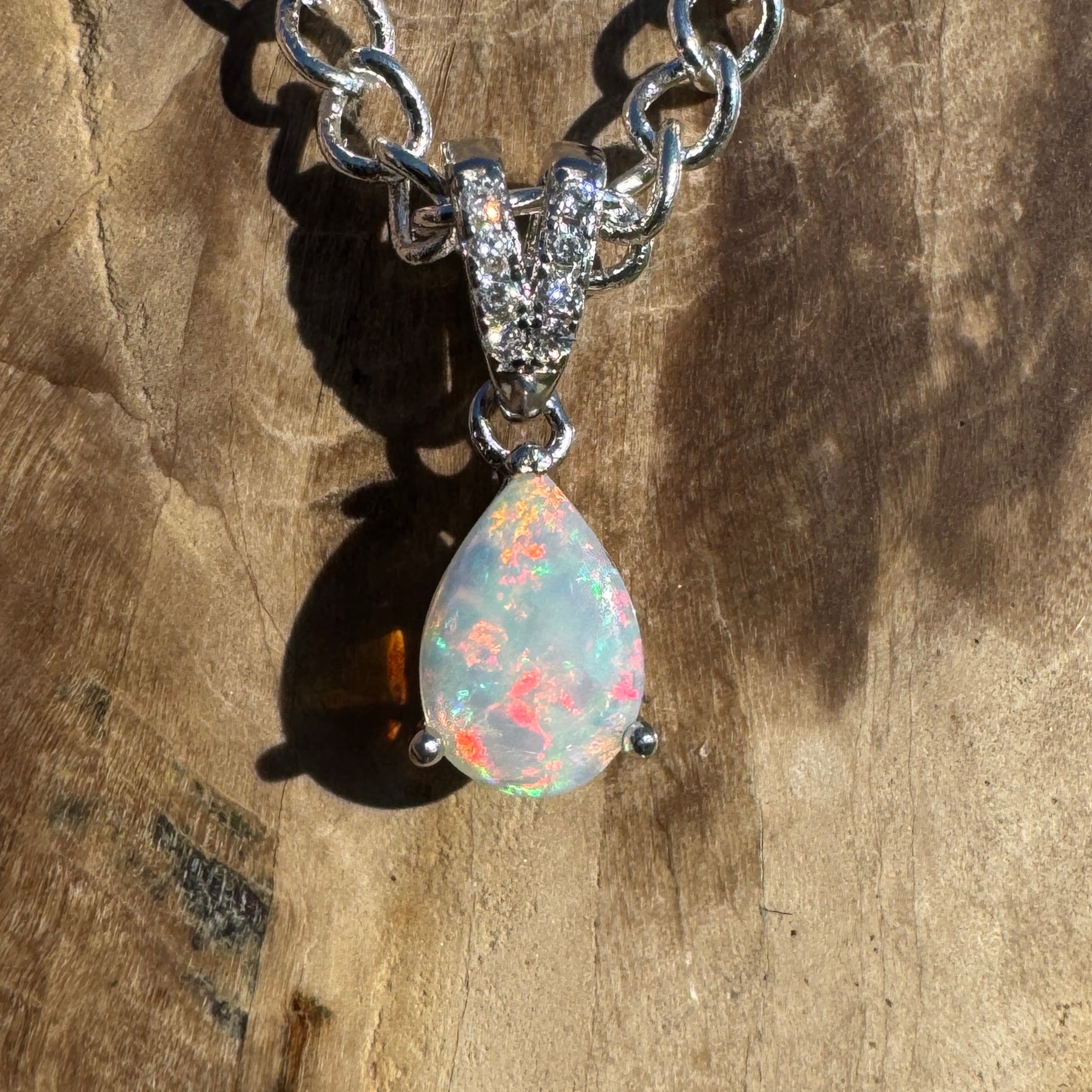 Ghan Spirit ~ 0.6ct Solid Coober Pedy Opal 925 Sterling Silver Pendant Necklace