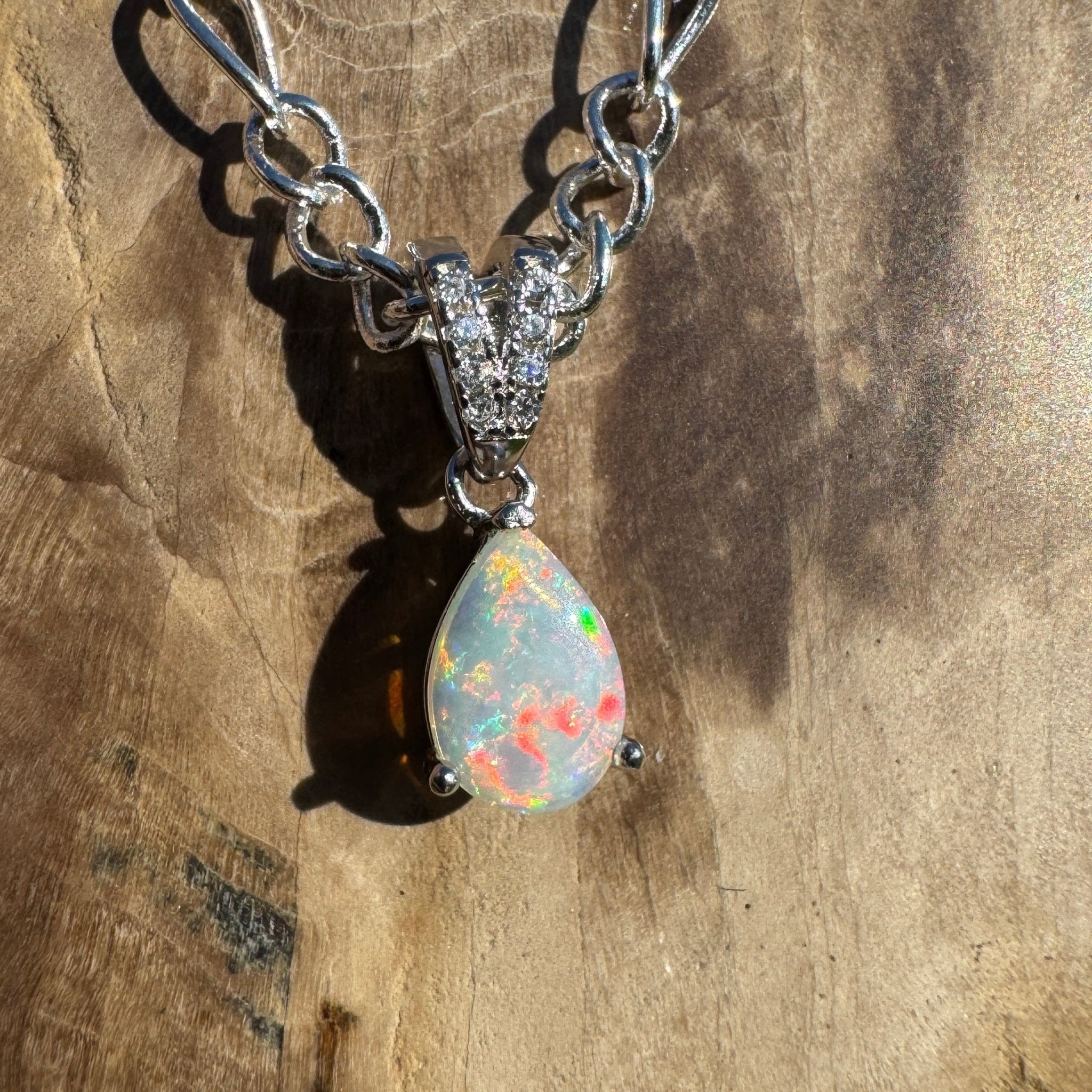 Ghan Spirit ~ 0.6ct Solid Coober Pedy Opal 925 Sterling Silver Pendant Necklace