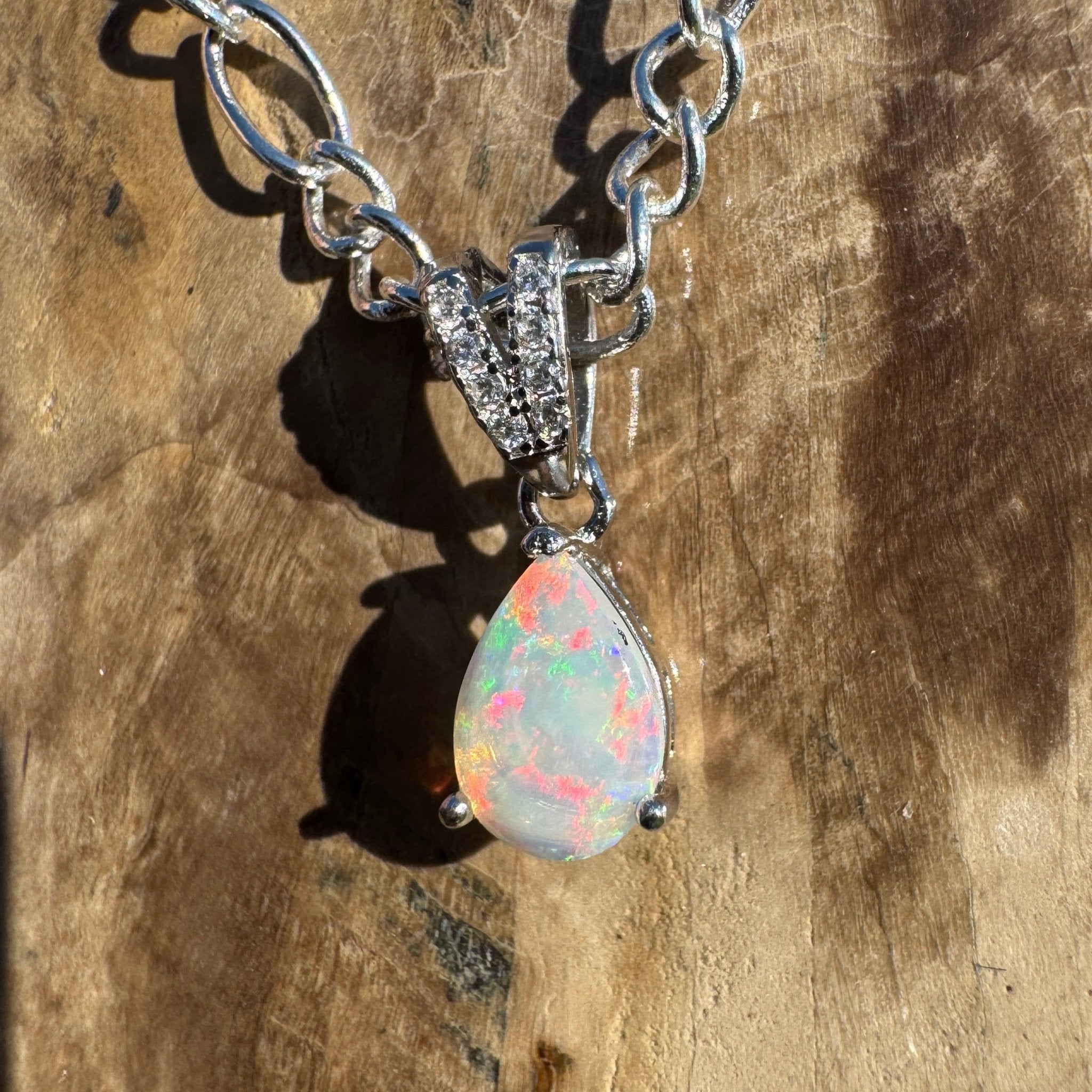 Ghan Spirit ~ 0.6ct Solid Coober Pedy Opal 925 Sterling Silver Pendant Necklace