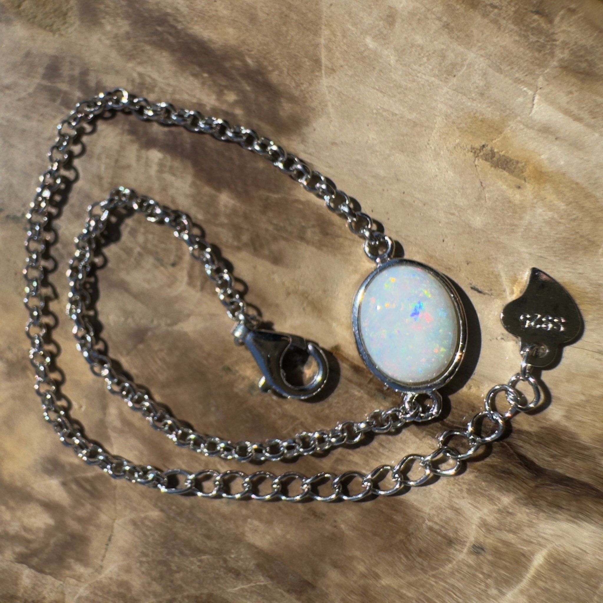 Gibb River Light ~ 1ct Coober Pedy Opal 925 Sterling Silver Bracelet
