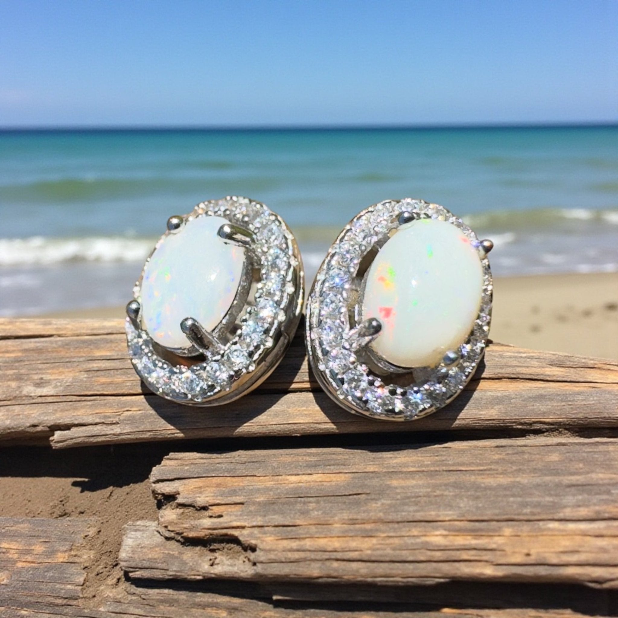 Glass House Glow - 0.6ct Coober Pedy Opal 925 Silver Earrings