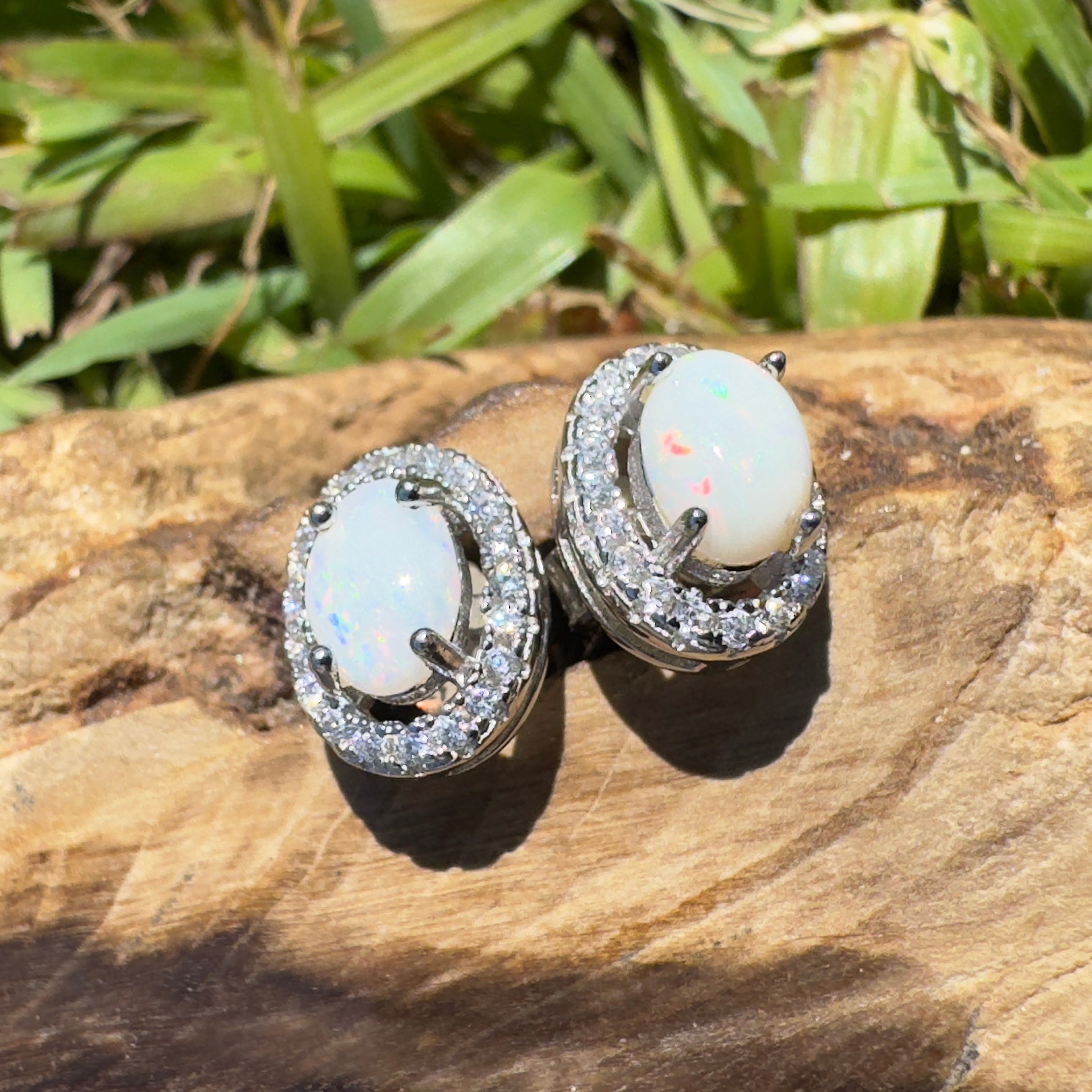 Glass House Glow - 0.6ct Coober Pedy Opal 925 Silver Earrings