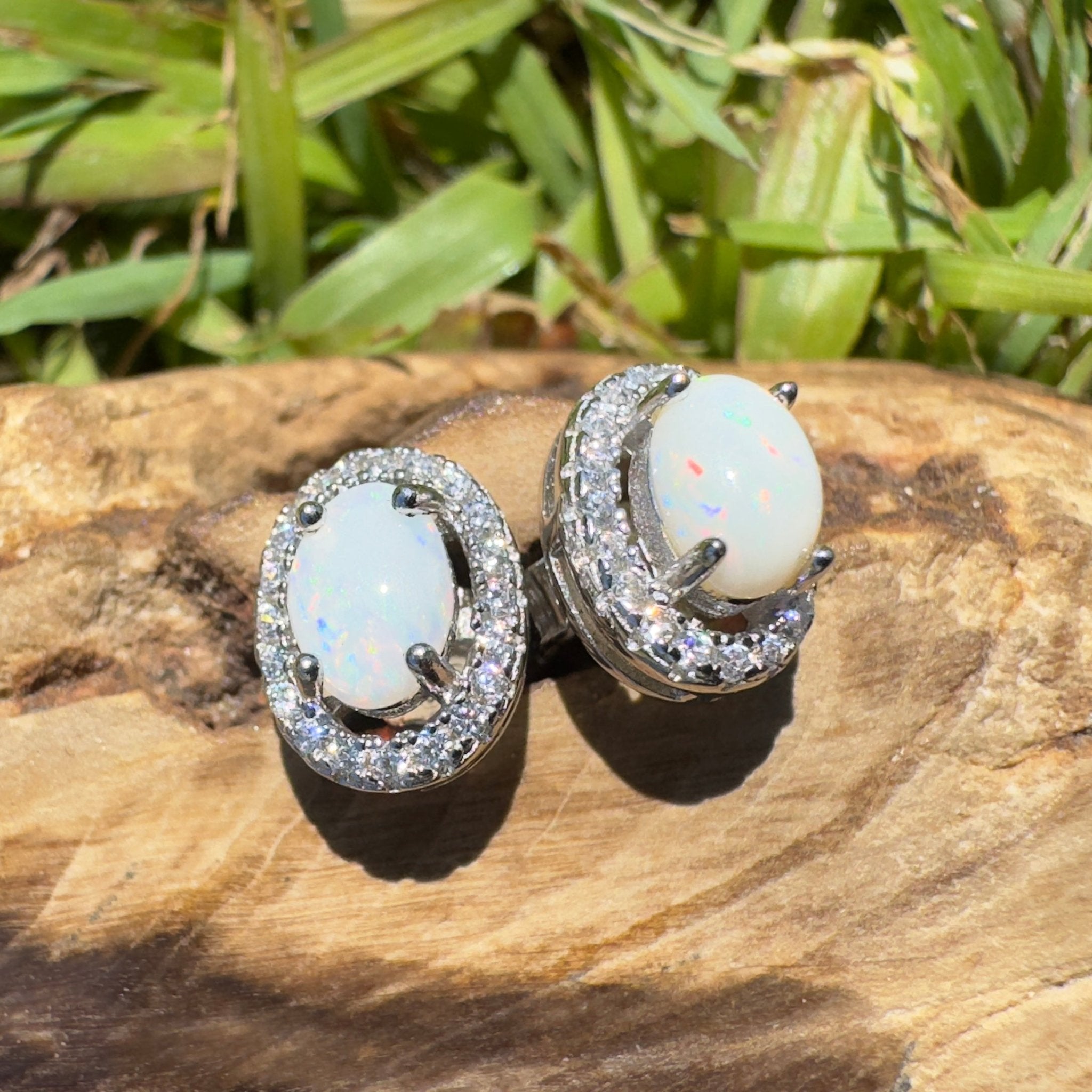 Glass House Glow - 0.6ct Coober Pedy Opal 925 Silver Earrings