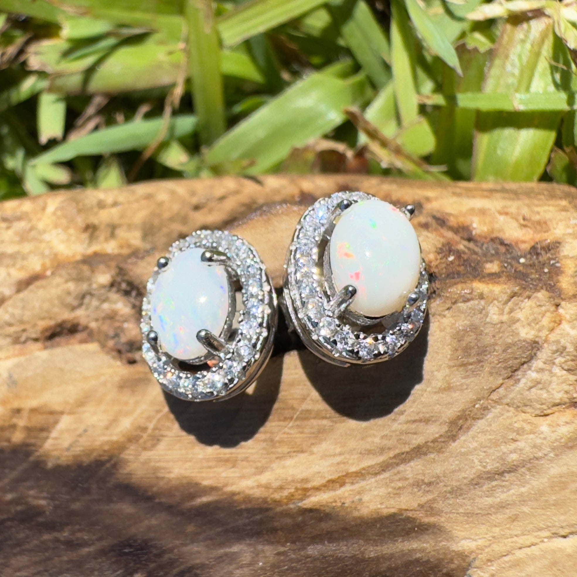 Glass House Glow - 0.6ct Coober Pedy Opal 925 Silver Earrings