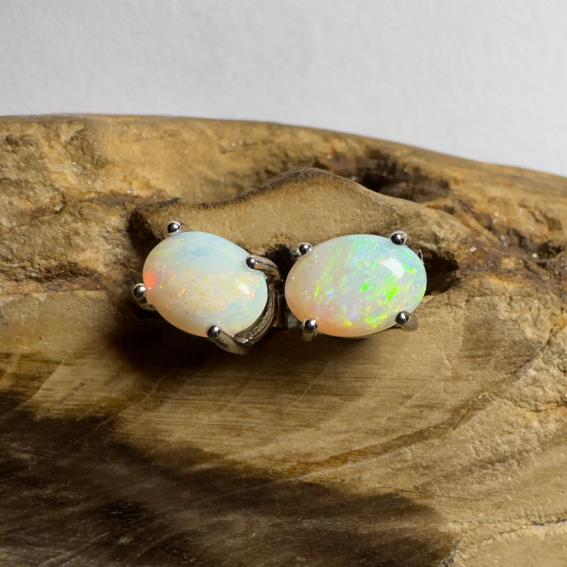 Glasshouse Glow ~ 1.2ct Coober Pedy Opal Sterling Silver Earrings