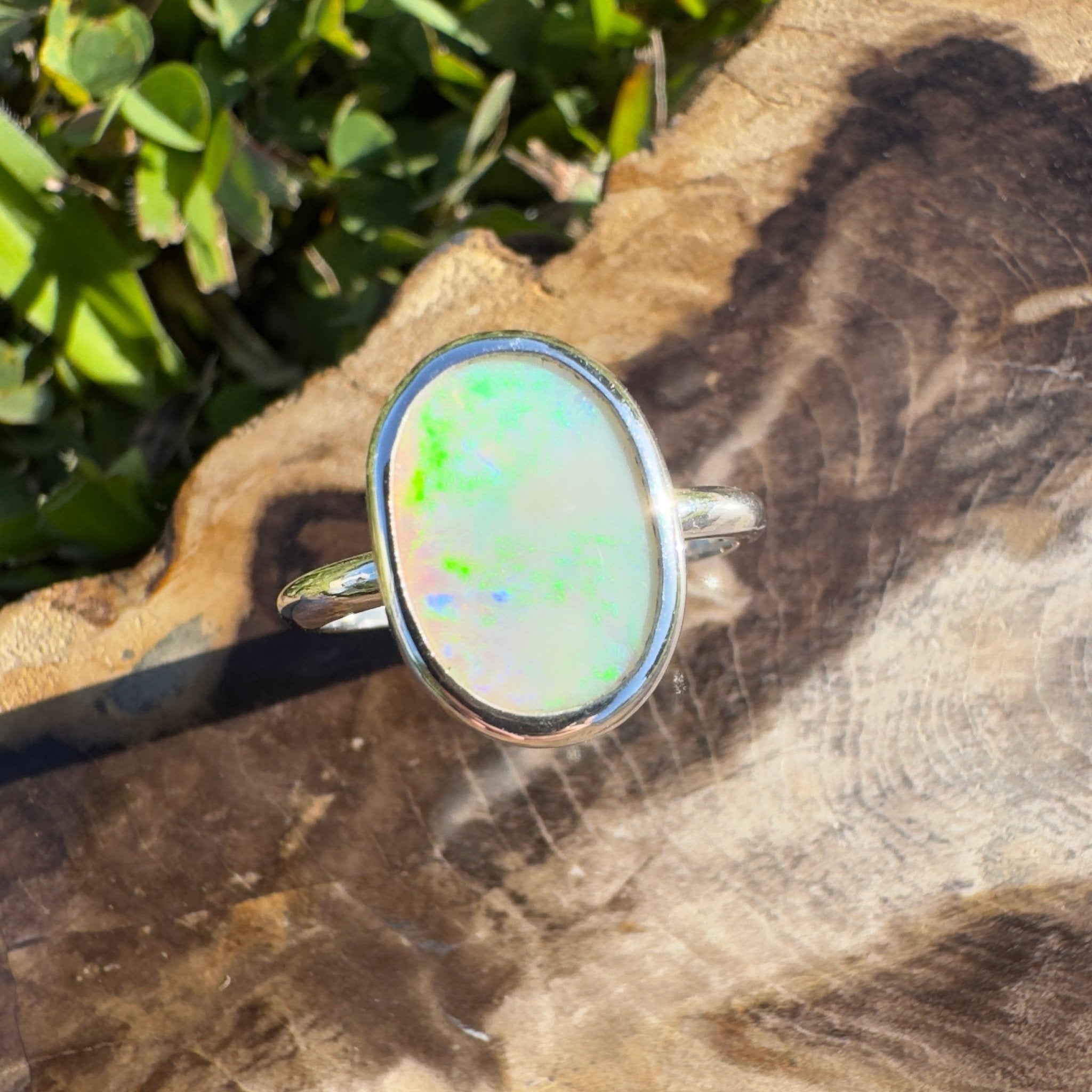 Glasshouse Mountains View ~ 1.3ct Solid Coober Pedy Opal 925 Silver Ring