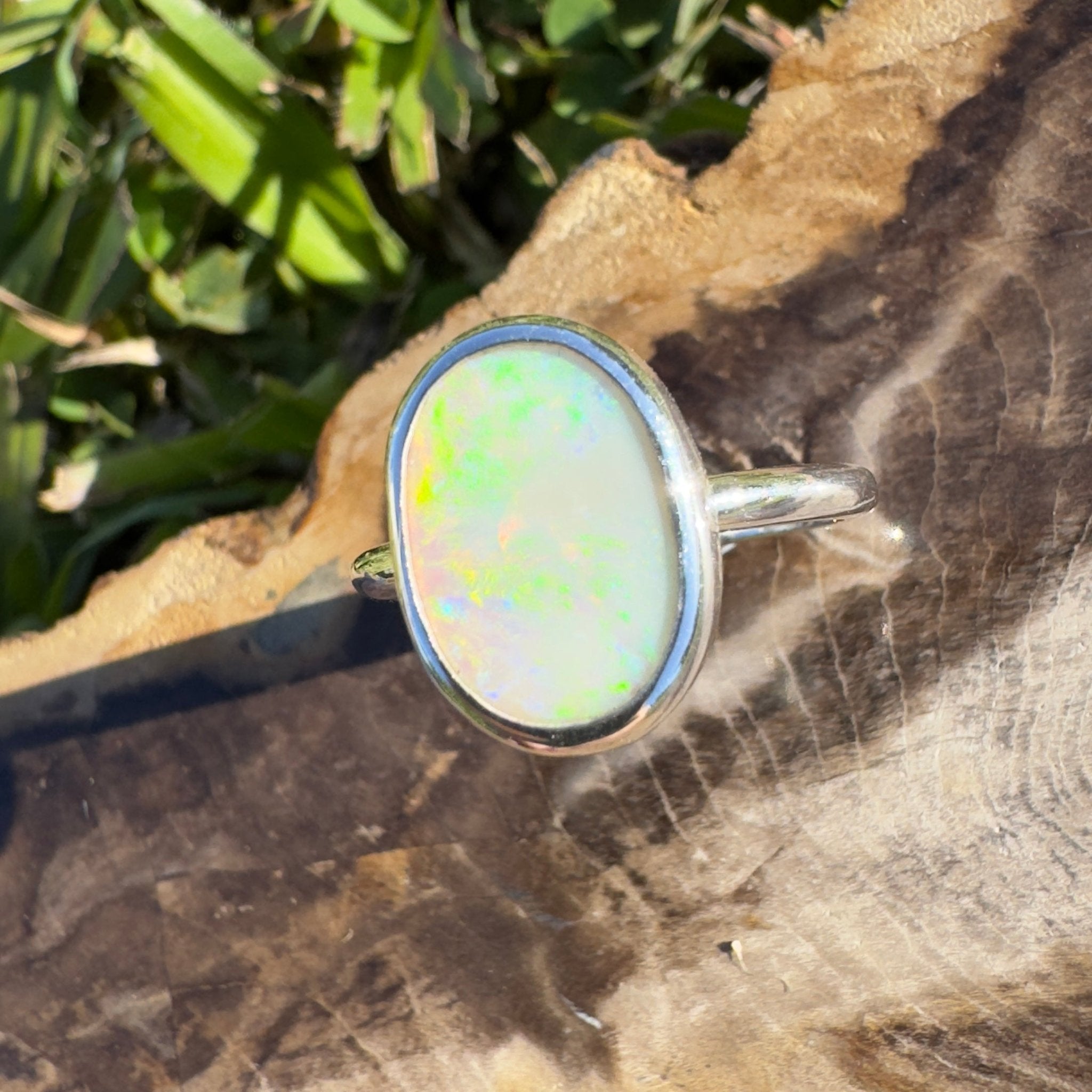 Glasshouse Mountains View ~ 1.3ct Solid Coober Pedy Opal 925 Silver Ring