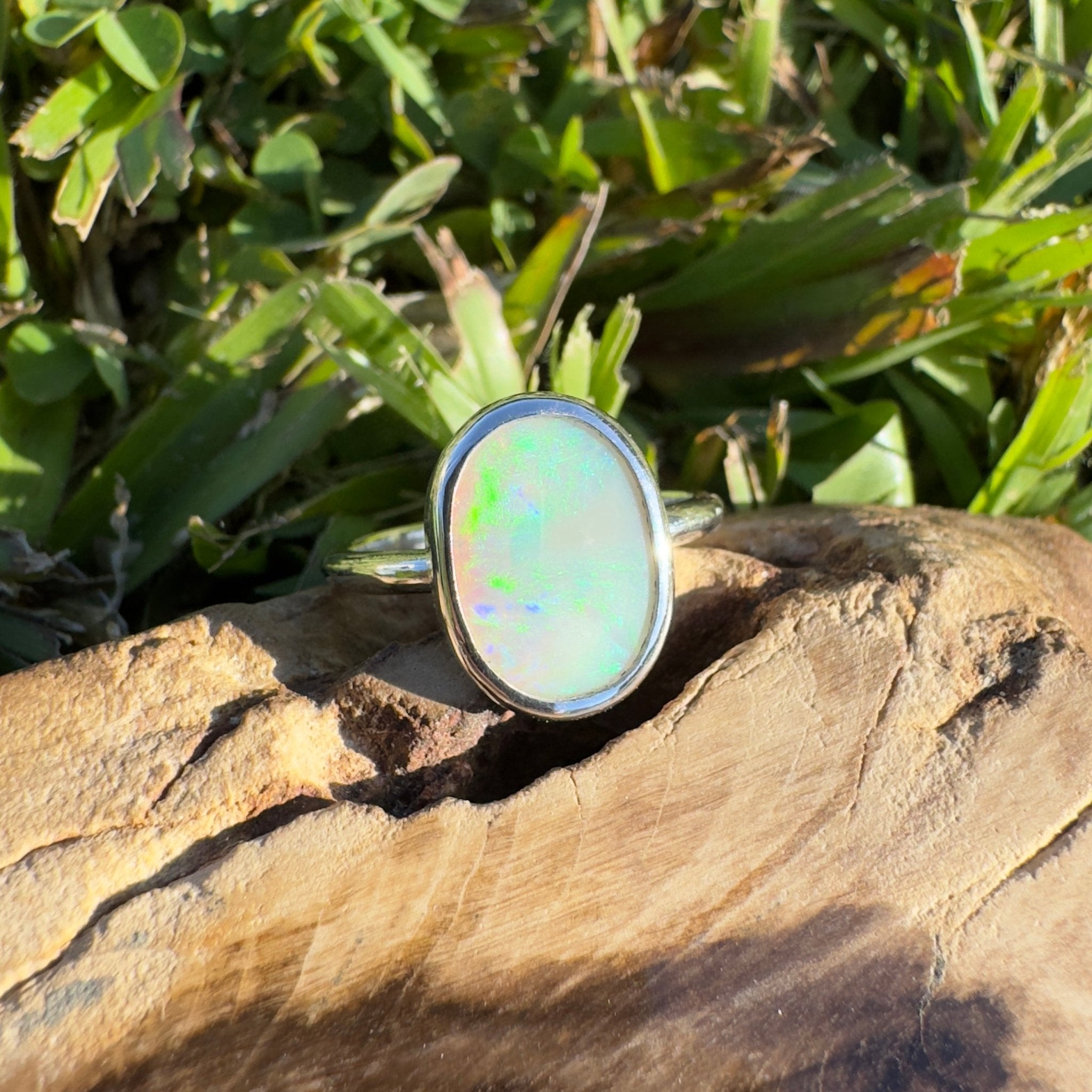 Glasshouse Mountains View ~ 1.3ct Solid Coober Pedy Opal 925 Silver Ring