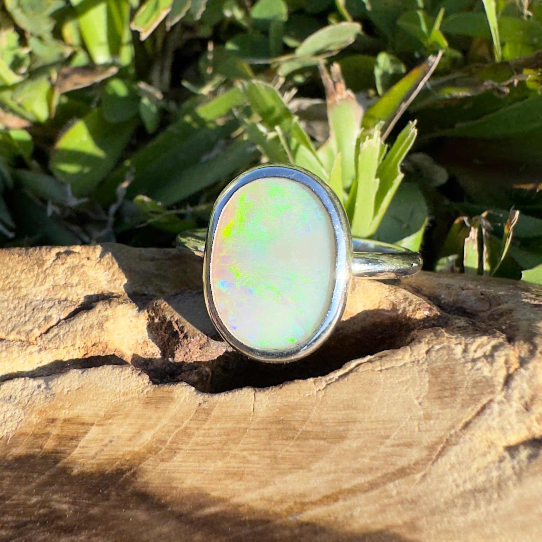 Glasshouse Mountains View ~ 1.3ct Solid Coober Pedy Opal 925 Silver Ring