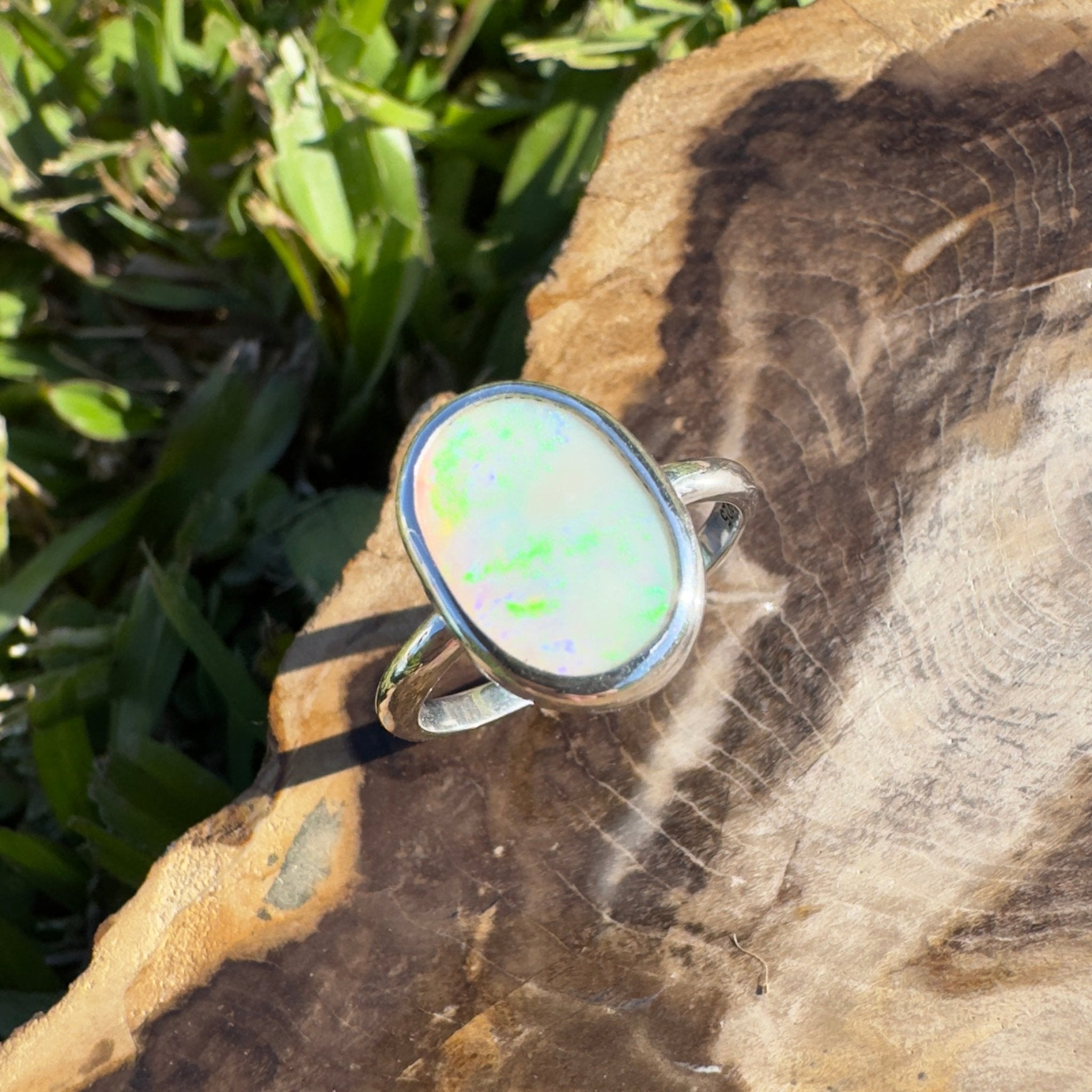 Glasshouse Mountains View ~ 1.3ct Solid Coober Pedy Opal 925 Silver Ring