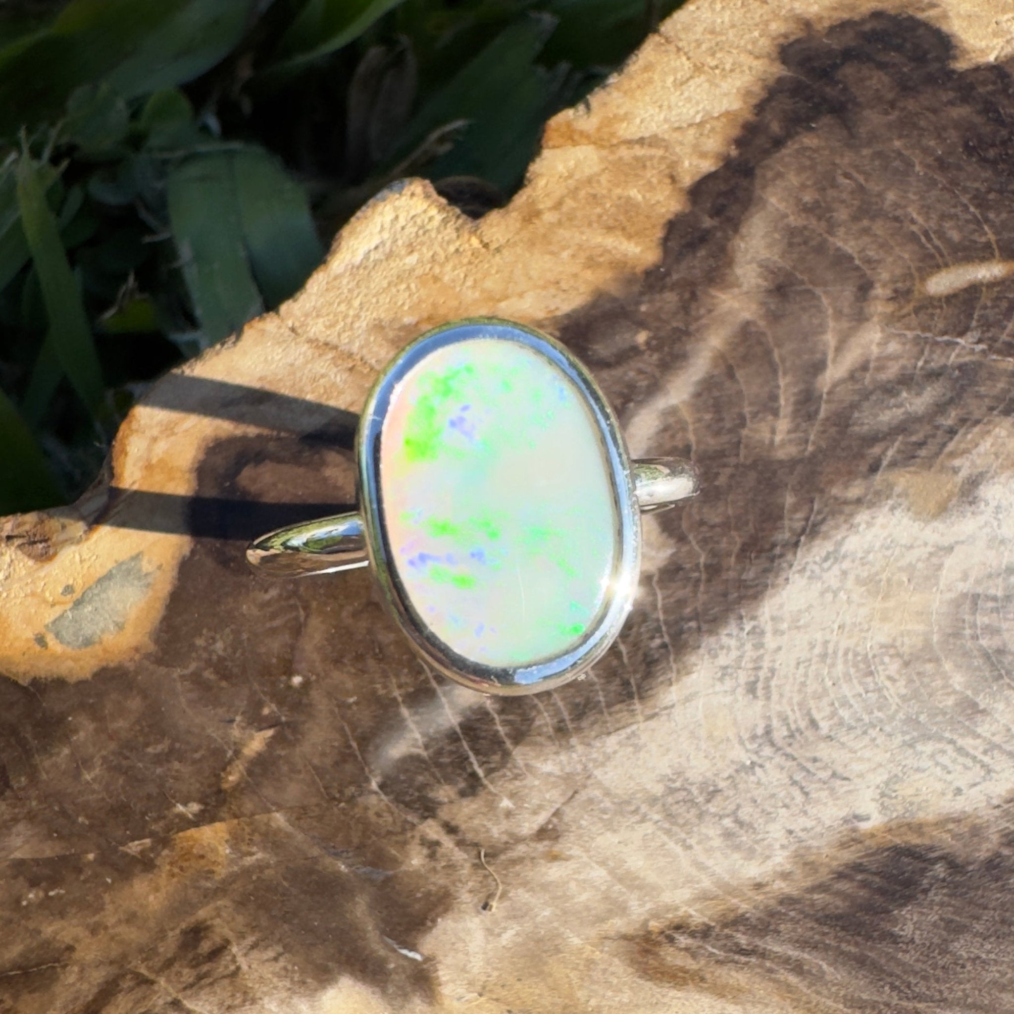 Glasshouse Mountains View ~ 1.3ct Solid Coober Pedy Opal 925 Silver Ring