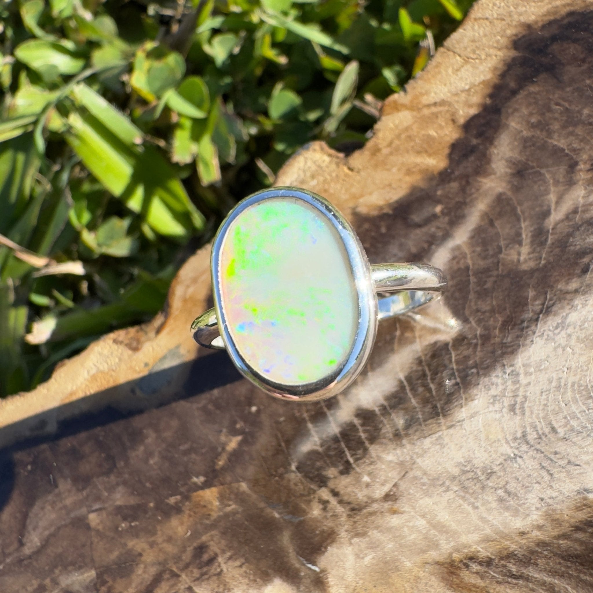 Glasshouse Mountains View ~ 1.3ct Solid Coober Pedy Opal 925 Silver Ring