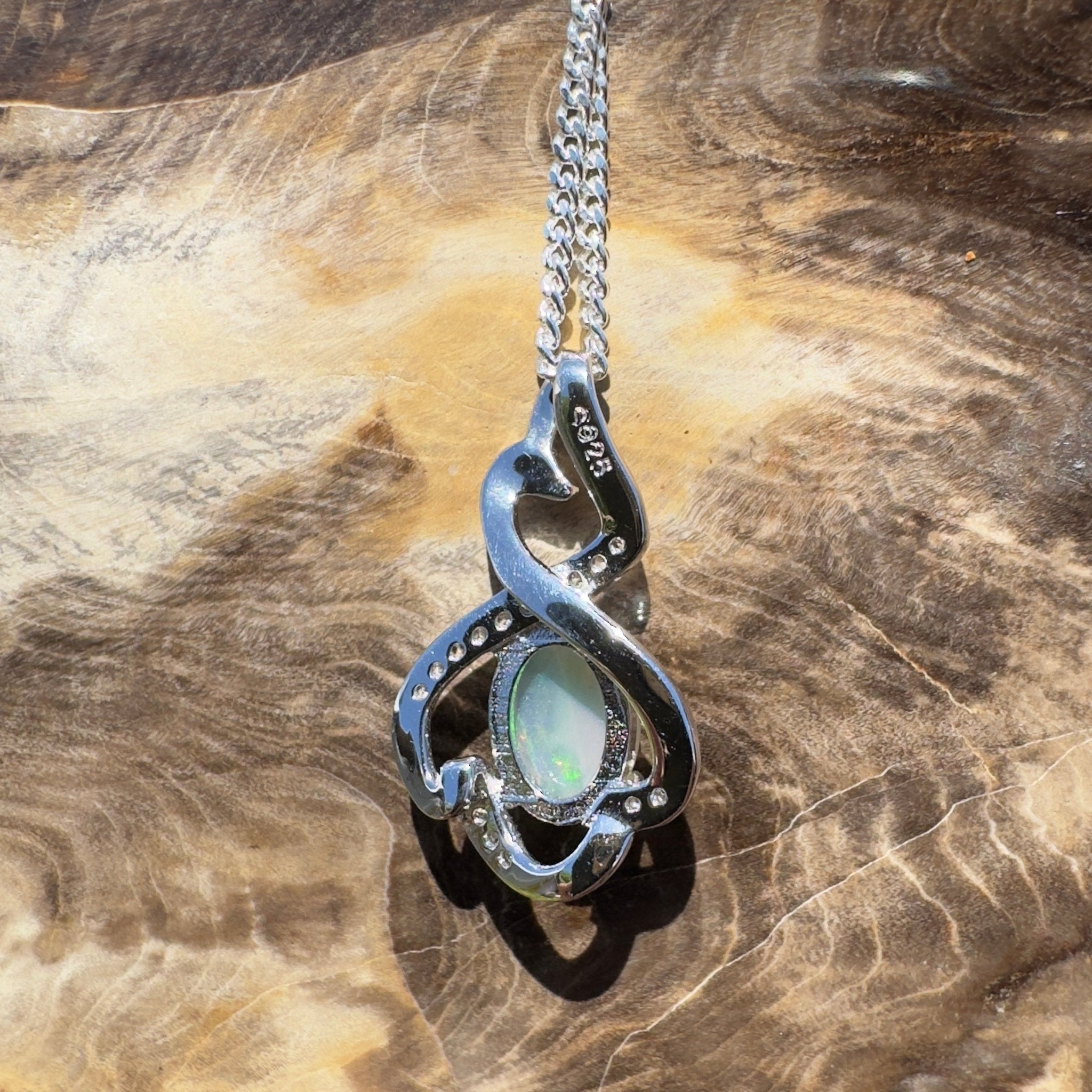 Glen Hope Glow ~ 0.8ct Lightning Ridge Opal 925 Silver Pendant