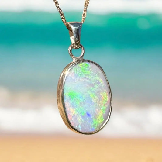 ’Golden Dreamtime’ ~ Handcrafted 4.7ct Solid Lightning Ridge Semi Black 9ct Australian Gold Pendant