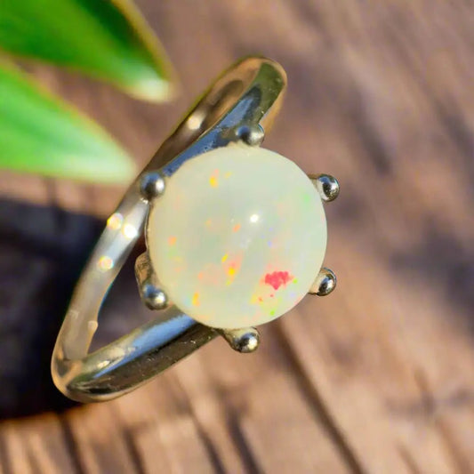 'Golden Dune' ~ Handcrafted 1ct Solid Coober Pedy Opal 925 Sterling Silver Ring