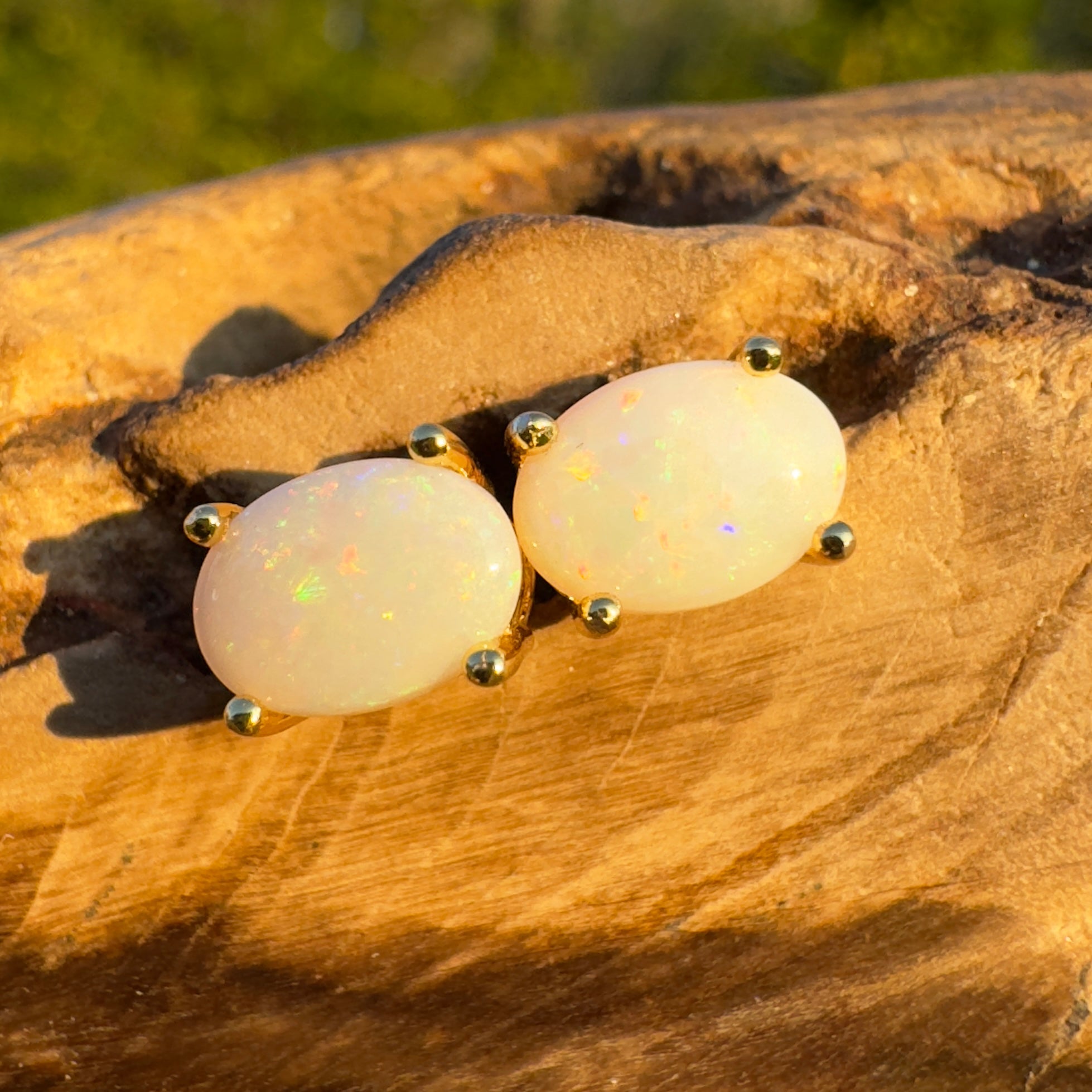 Golden Glow ~ Handcrafted 1.6ct Coober Pedy Opal Earrings