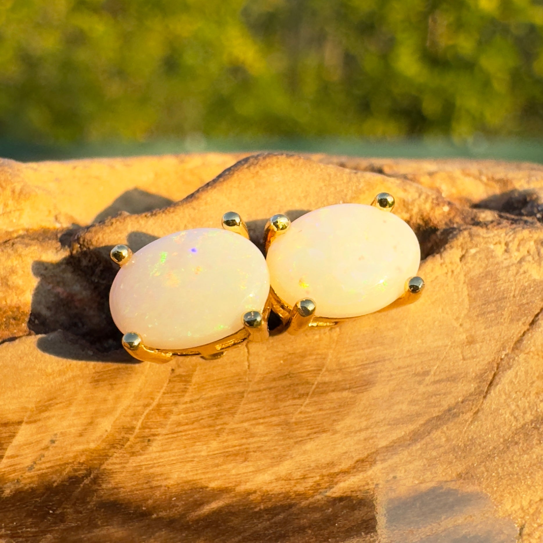Golden Glow ~ Handcrafted 1.6ct Coober Pedy Opal Earrings