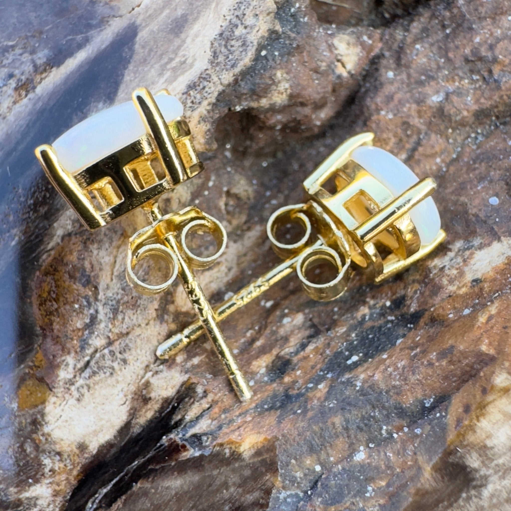 Golden Glow ~ Handcrafted 1.6ct Coober Pedy Opal Earrings
