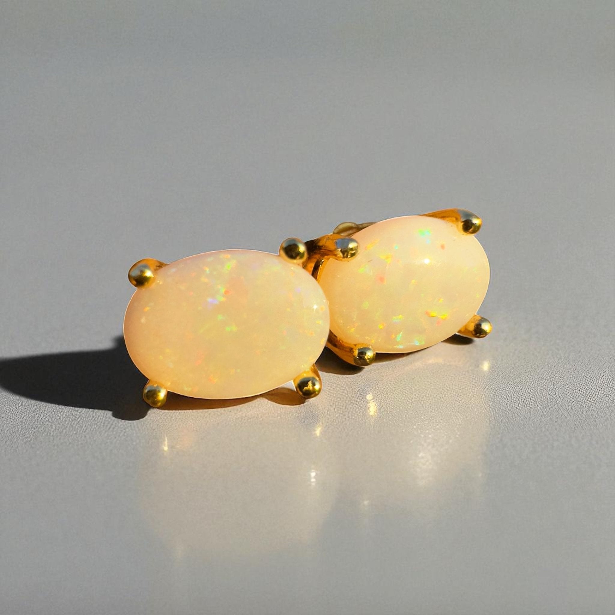Golden Glow ~ Handcrafted 1.6ct Coober Pedy Opal Earrings