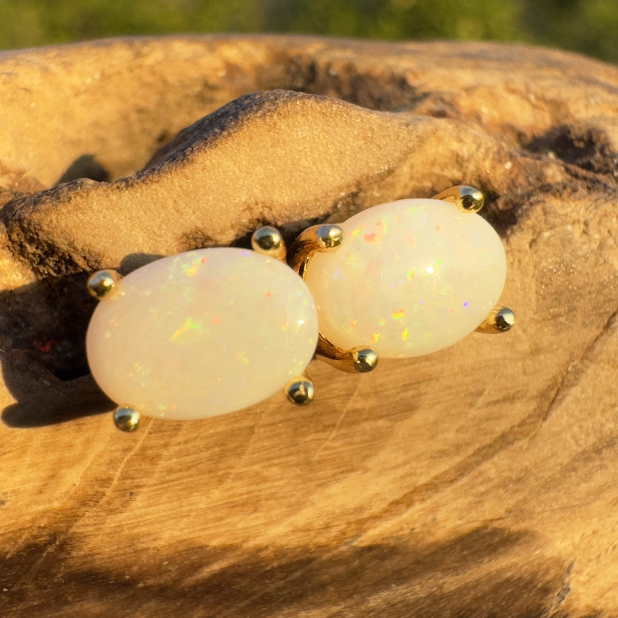 Golden Glow ~ Handcrafted 1.6ct Coober Pedy Opal Earrings
