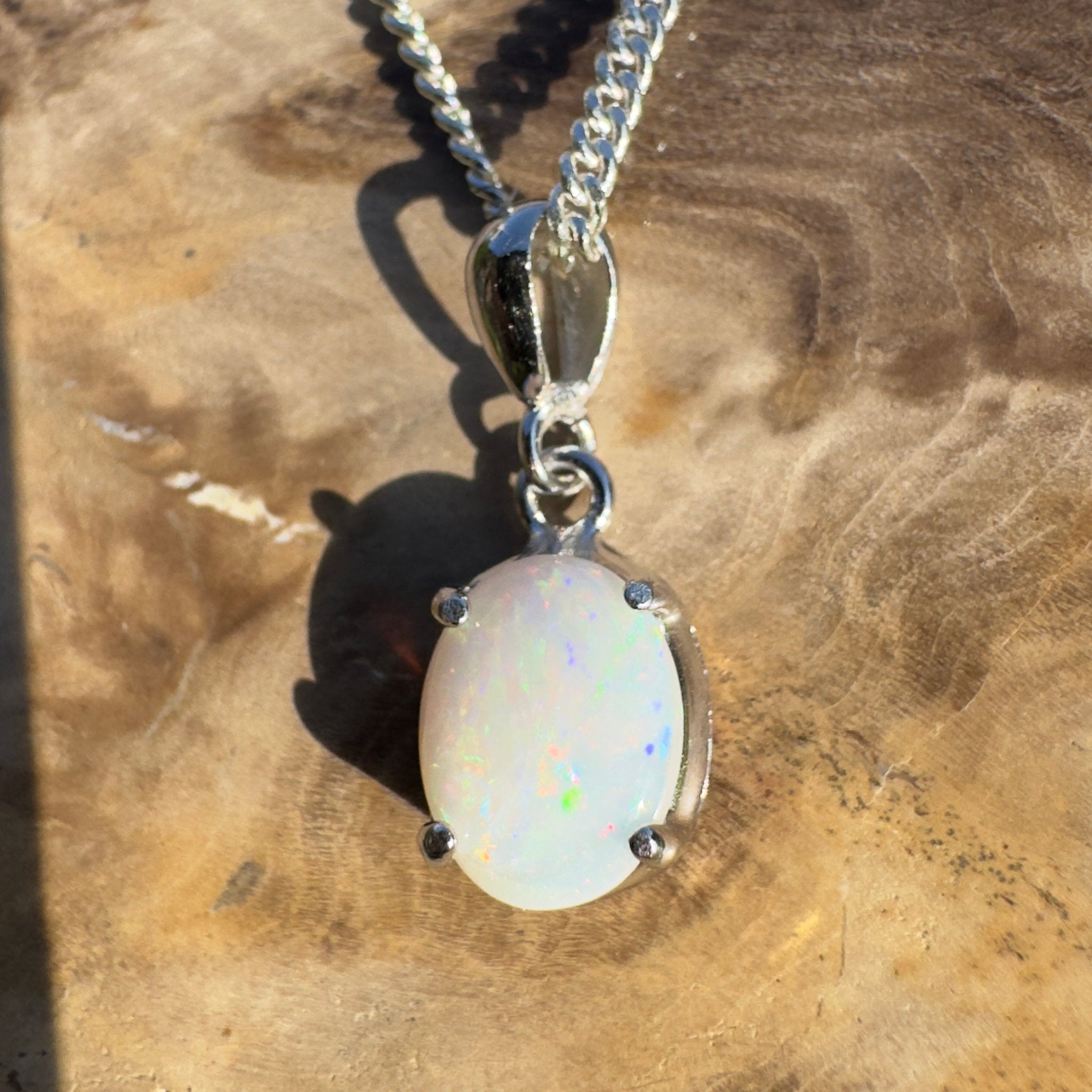 Goolwa Tide Fire – 0.9ct Coober Pedy Opal 925 Silver Pendant