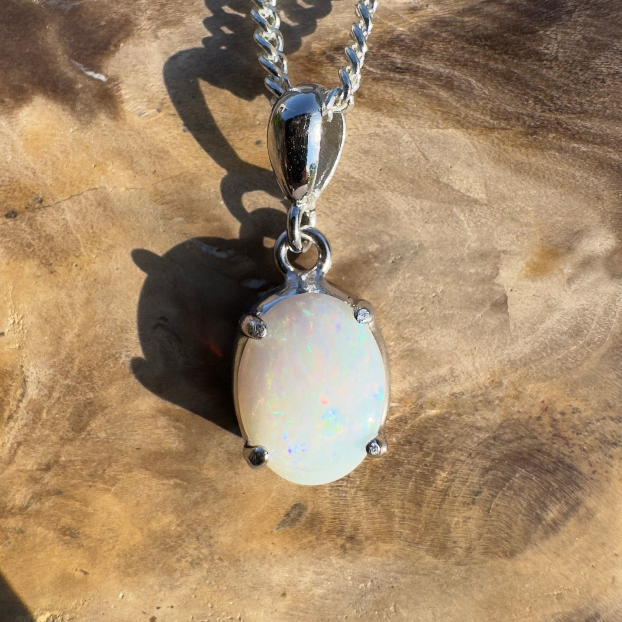 Goolwa Tide Fire – 0.9ct Coober Pedy Opal 925 Silver Pendant