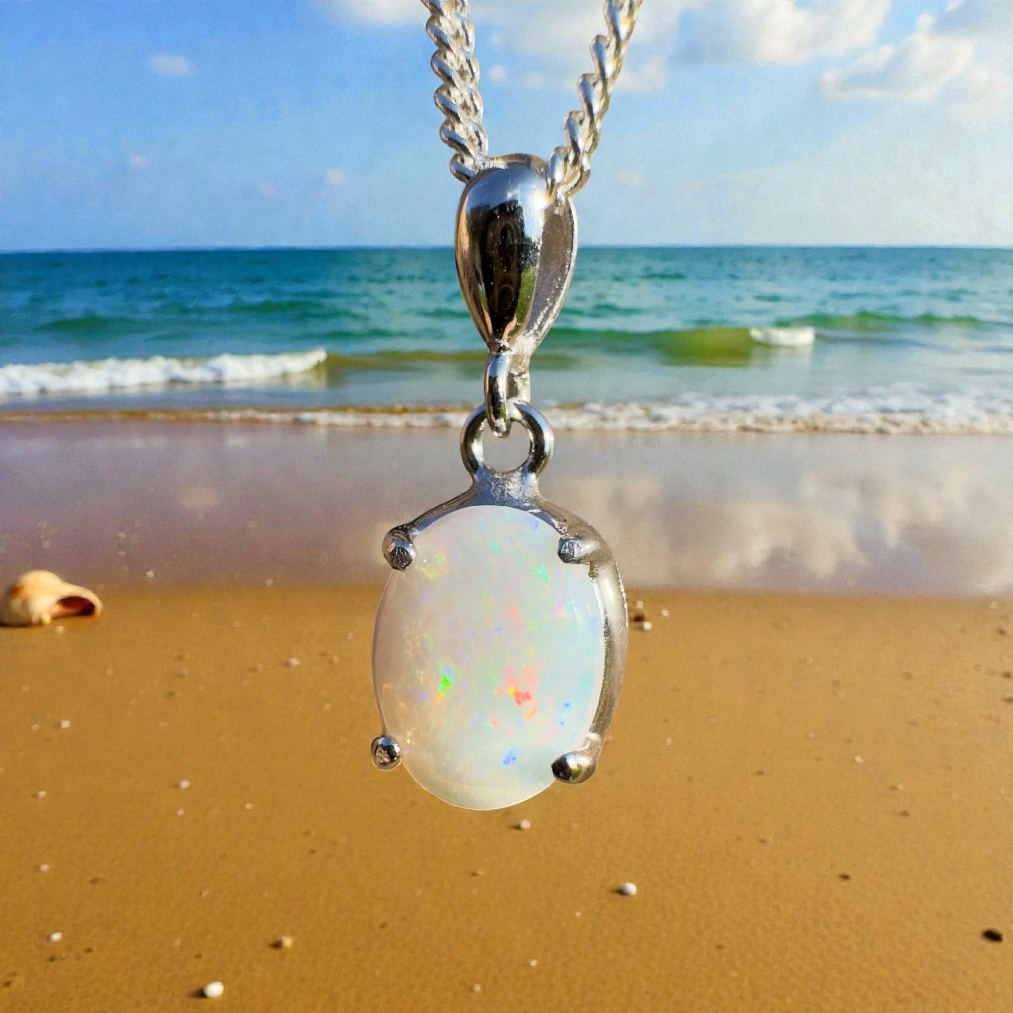 Goolwa Tide Fire – 0.9ct Coober Pedy Opal 925 Silver Pendant