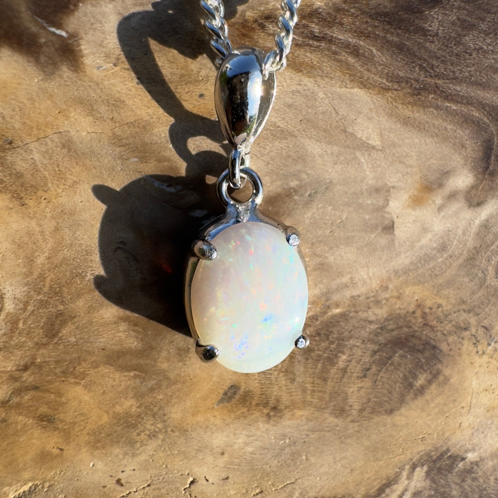 Goolwa Tide Fire – 0.9ct Coober Pedy Opal 925 Silver Pendant