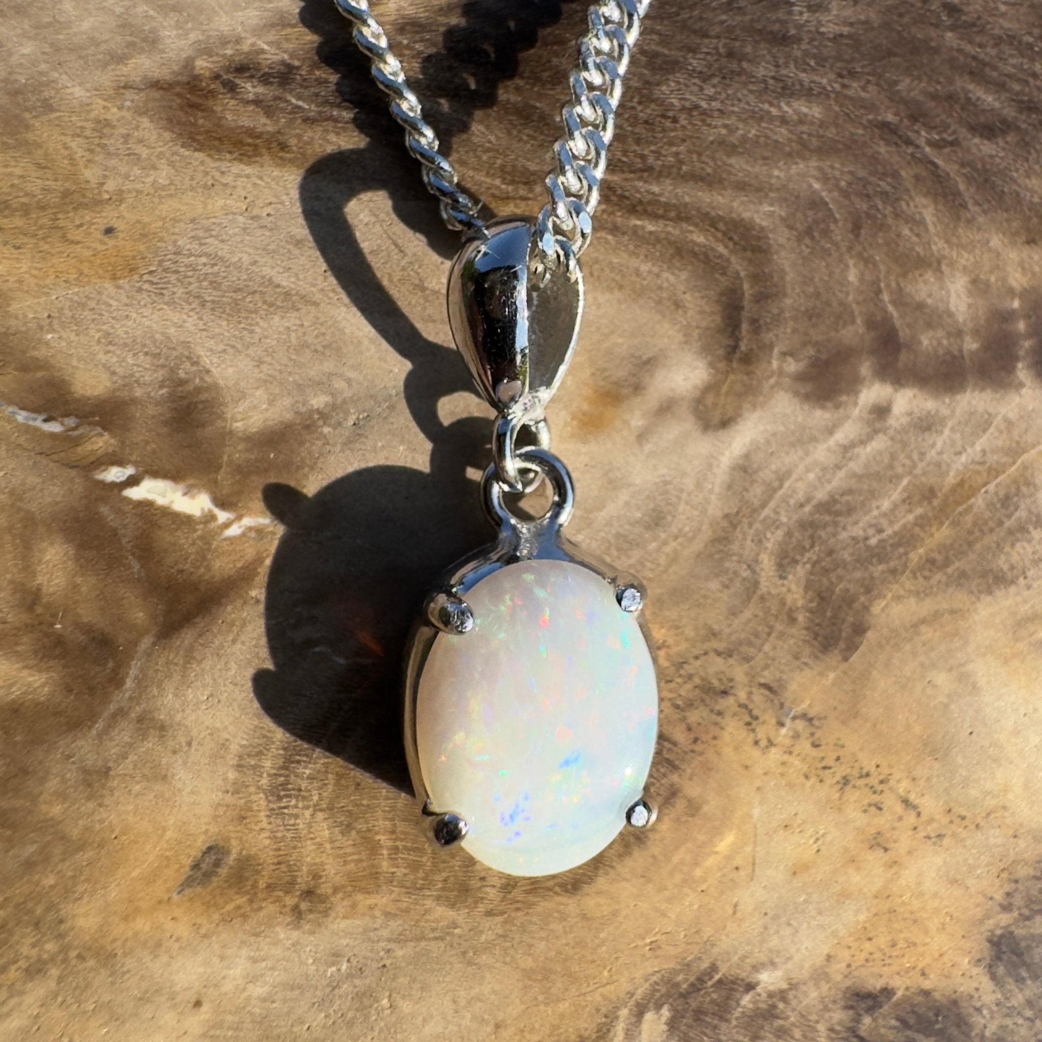 Goolwa Tide Fire – 0.9ct Coober Pedy Opal 925 Silver Pendant