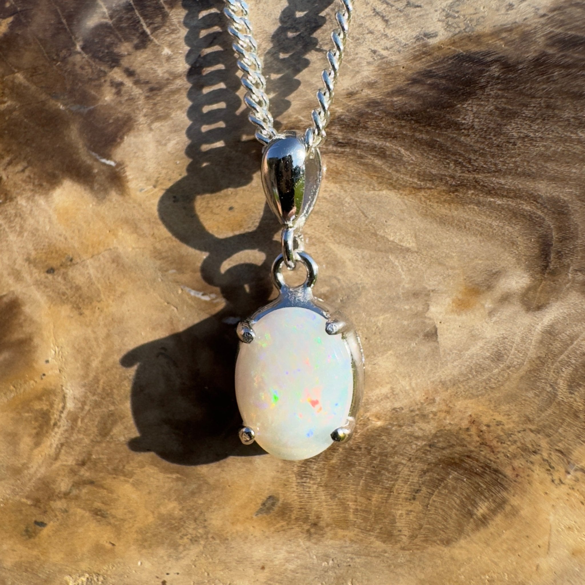 Goolwa Tide Fire – 0.9ct Coober Pedy Opal 925 Silver Pendant