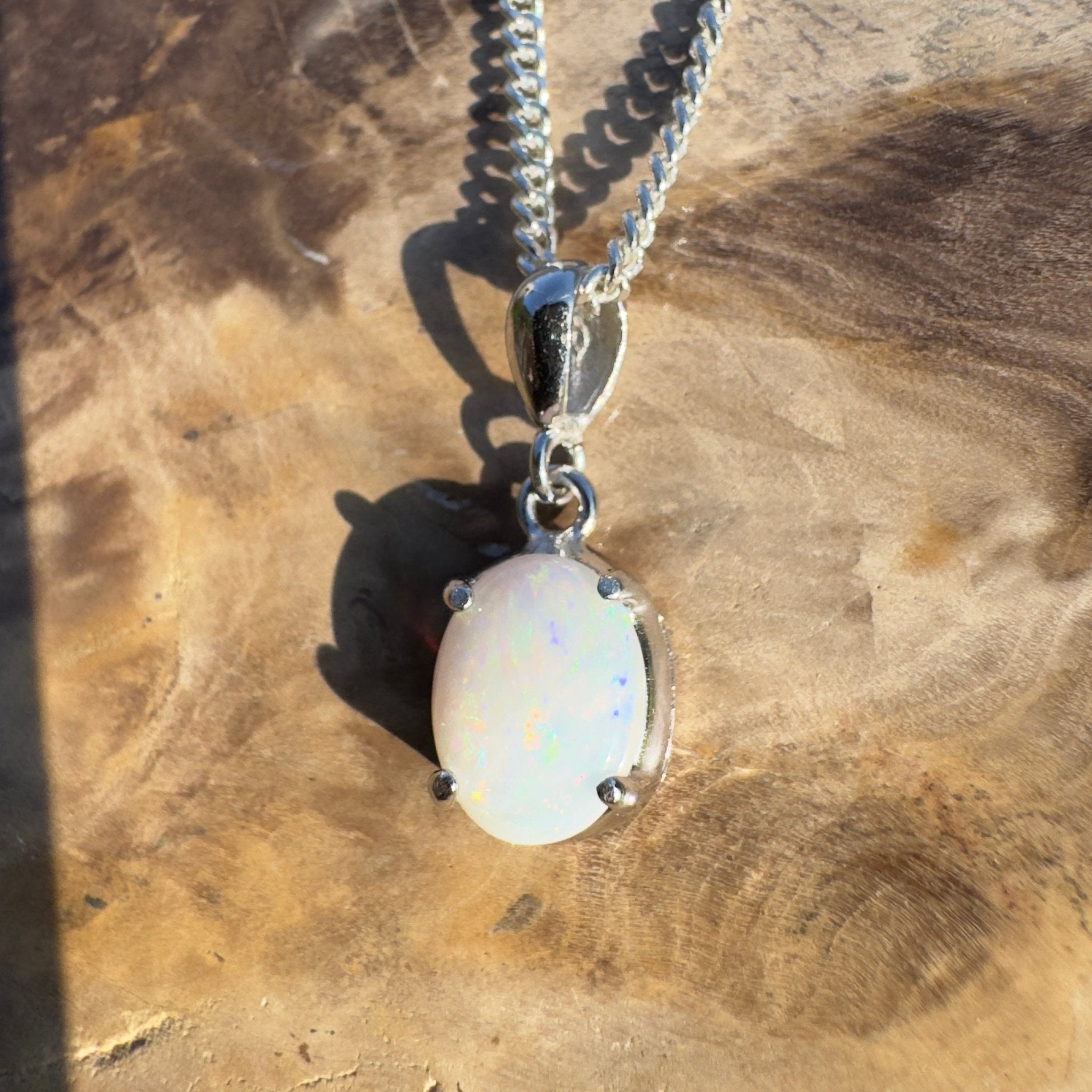 Goolwa Tide Fire – 0.9ct Coober Pedy Opal 925 Silver Pendant