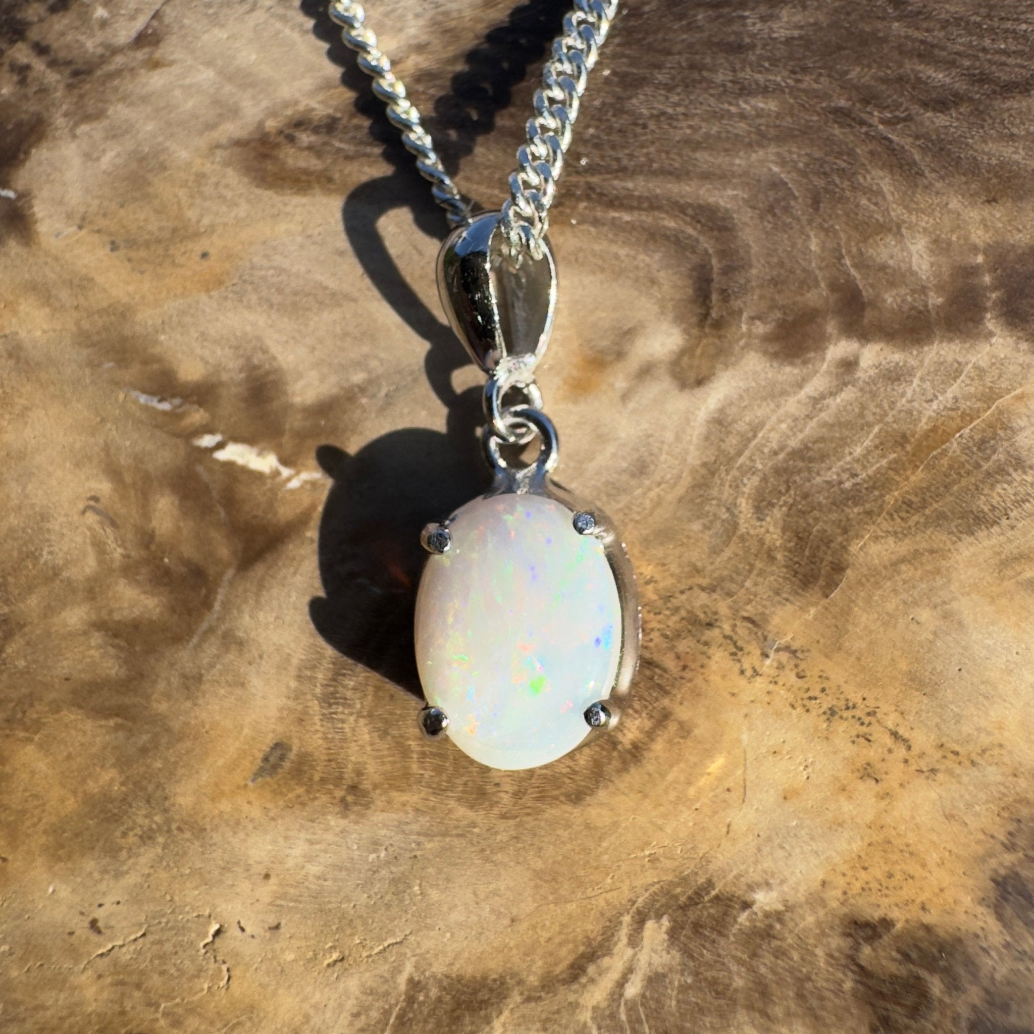 Goolwa Tide Fire – 0.9ct Coober Pedy Opal 925 Silver Pendant
