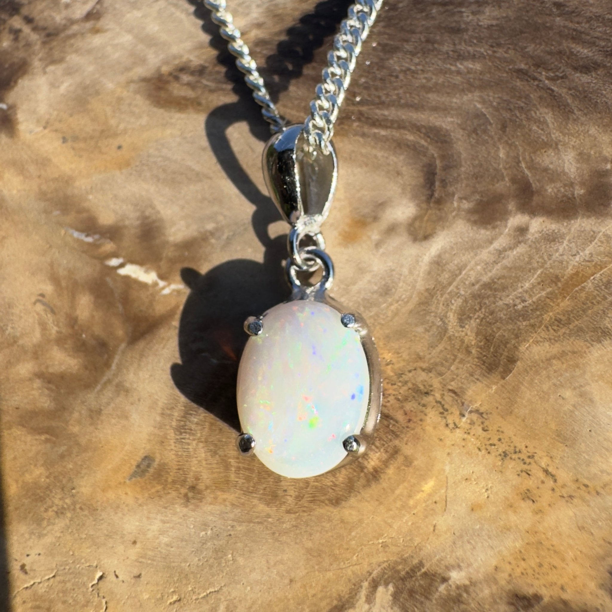 Goolwa Tide Fire – 0.9ct Coober Pedy Opal 925 Silver Pendant