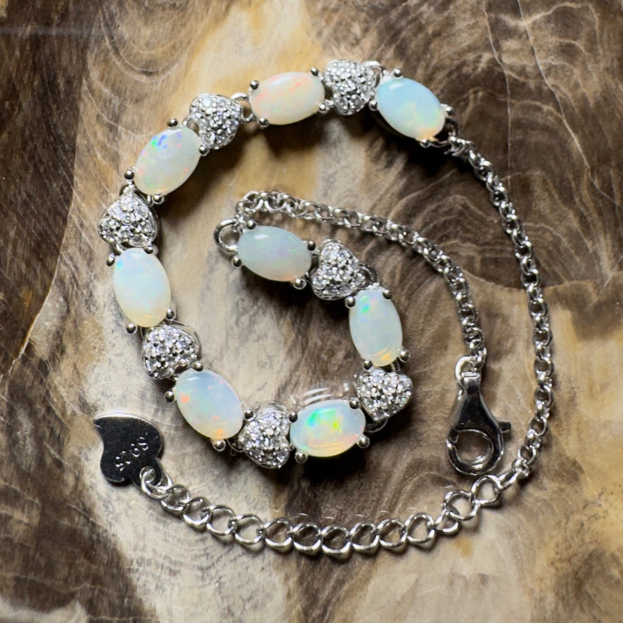 Grampians Glow ~ 2.4ct Coober Pedy Opal 925 Sterling Silver Bracelet