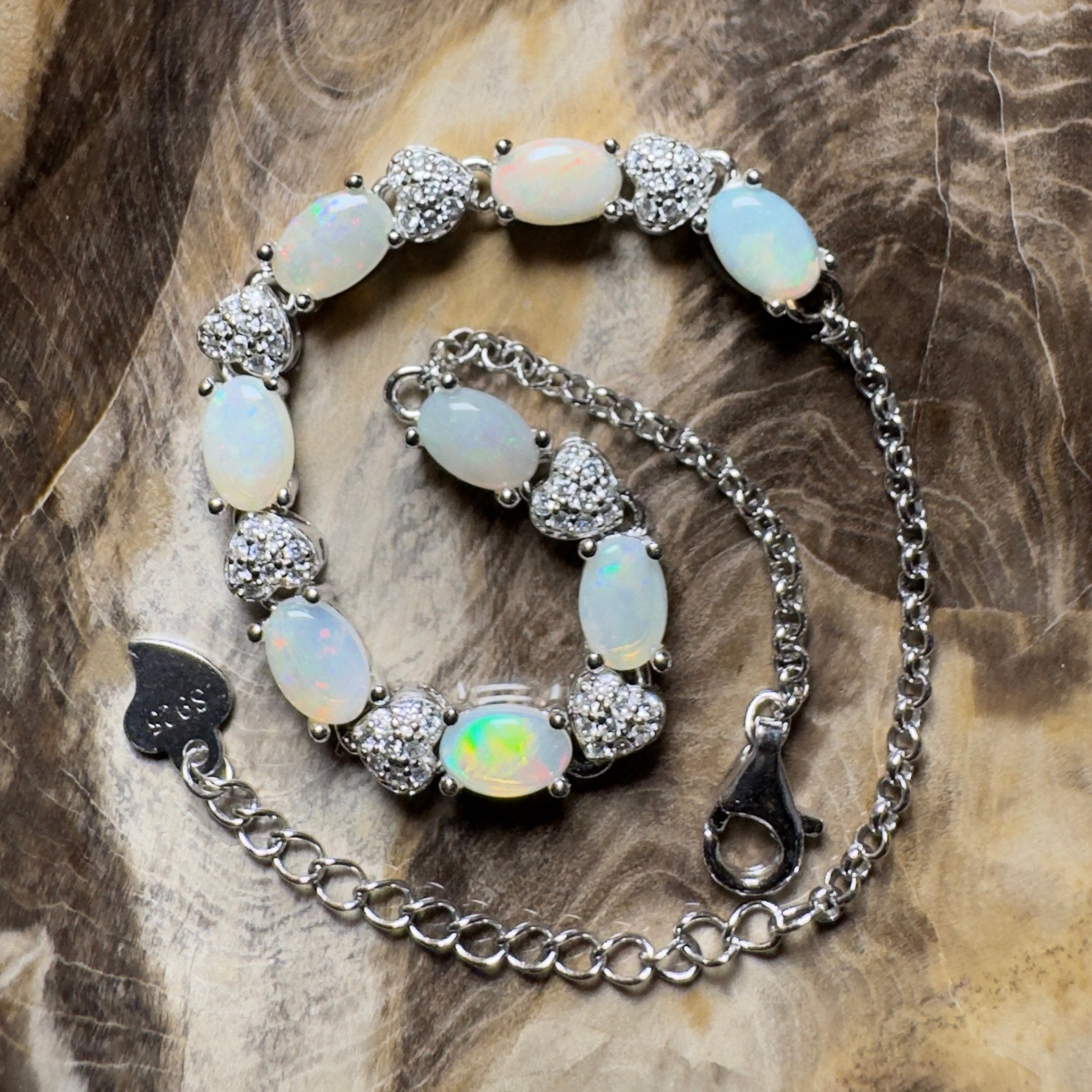 Grampians Glow ~ 2.4ct Coober Pedy Opal 925 Sterling Silver Bracelet