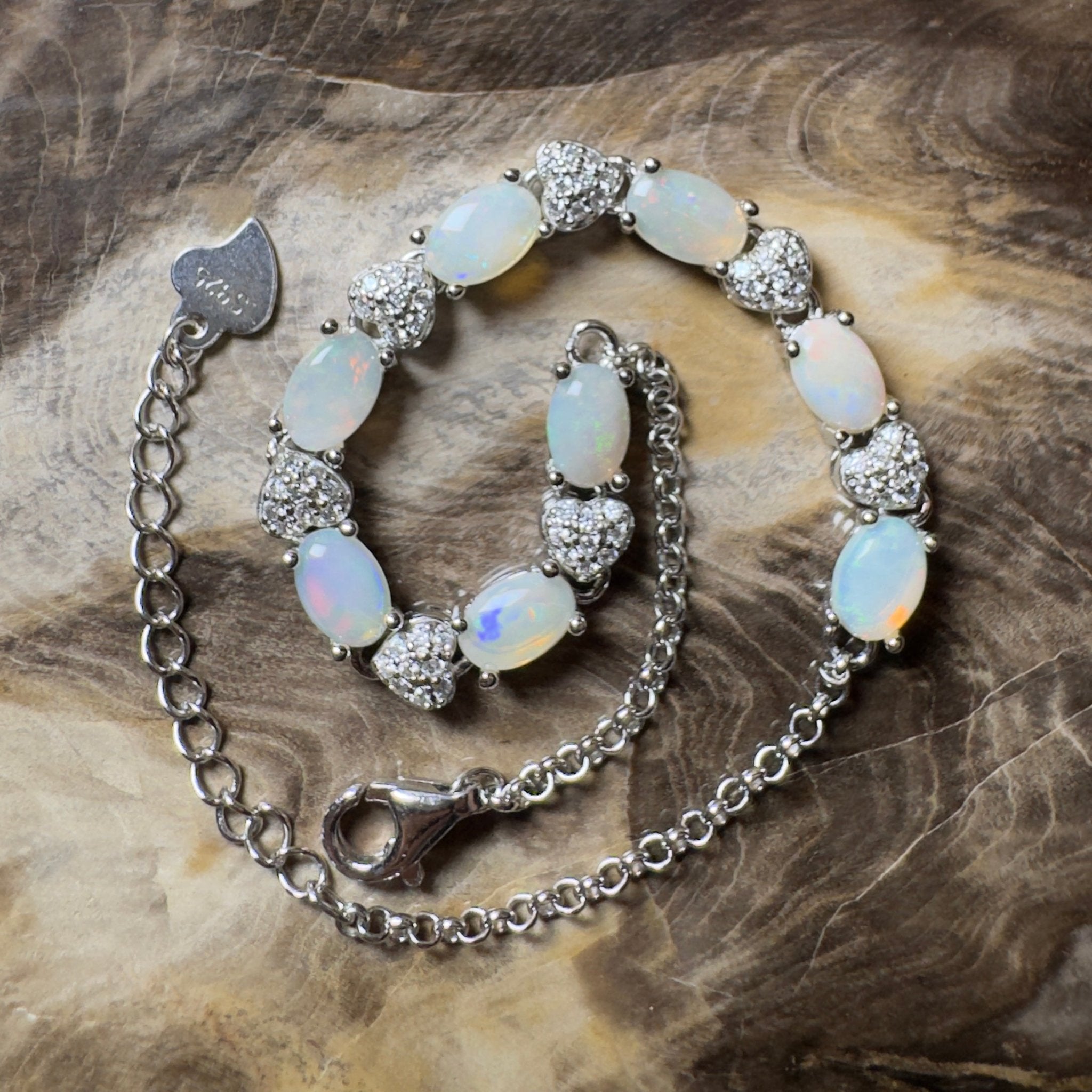 Grampians Glow ~ 2.4ct Coober Pedy Opal 925 Sterling Silver Bracelet