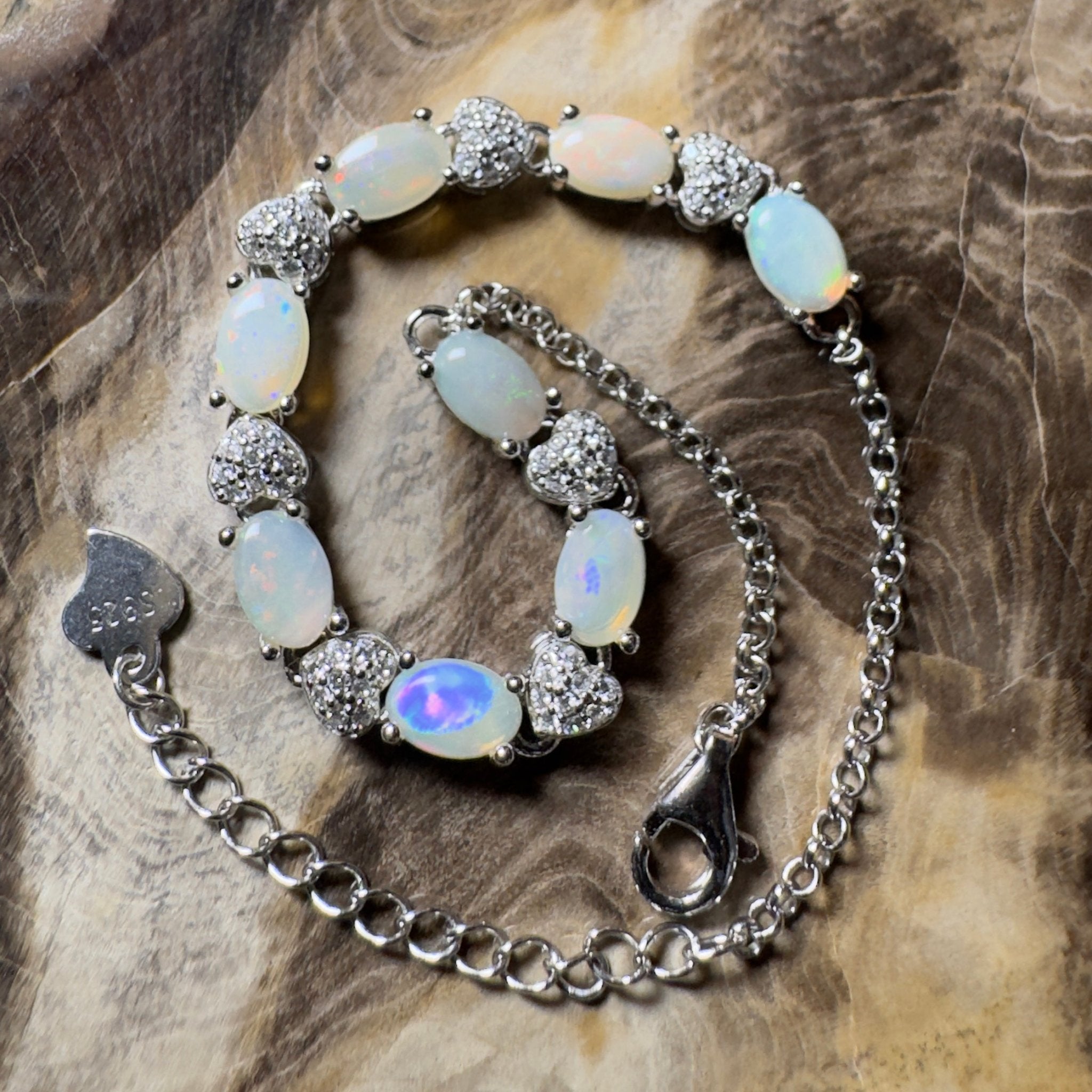 Grampians Glow ~ 2.4ct Coober Pedy Opal 925 Sterling Silver Bracelet