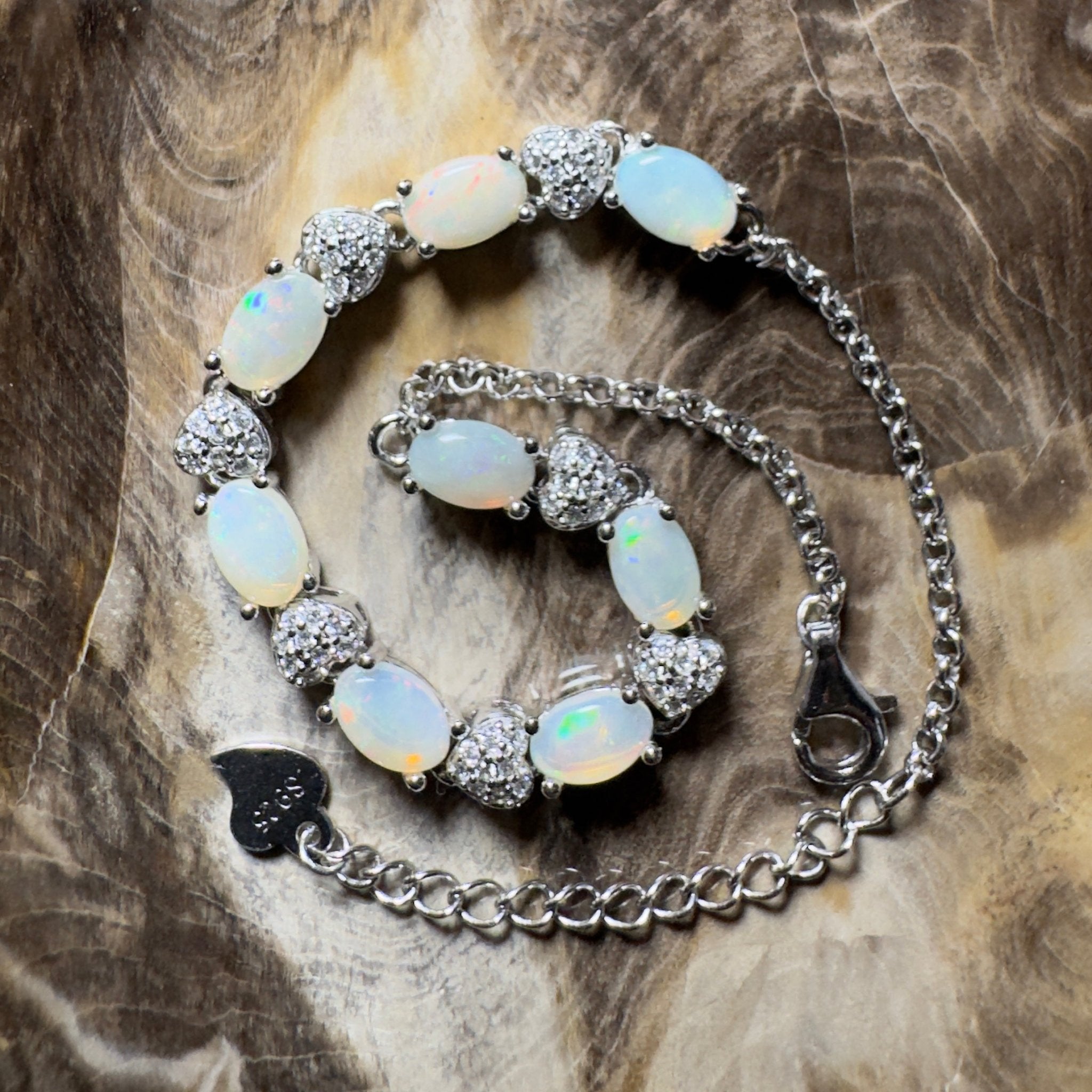 Grampians Glow ~ 2.4ct Coober Pedy Opal 925 Sterling Silver Bracelet