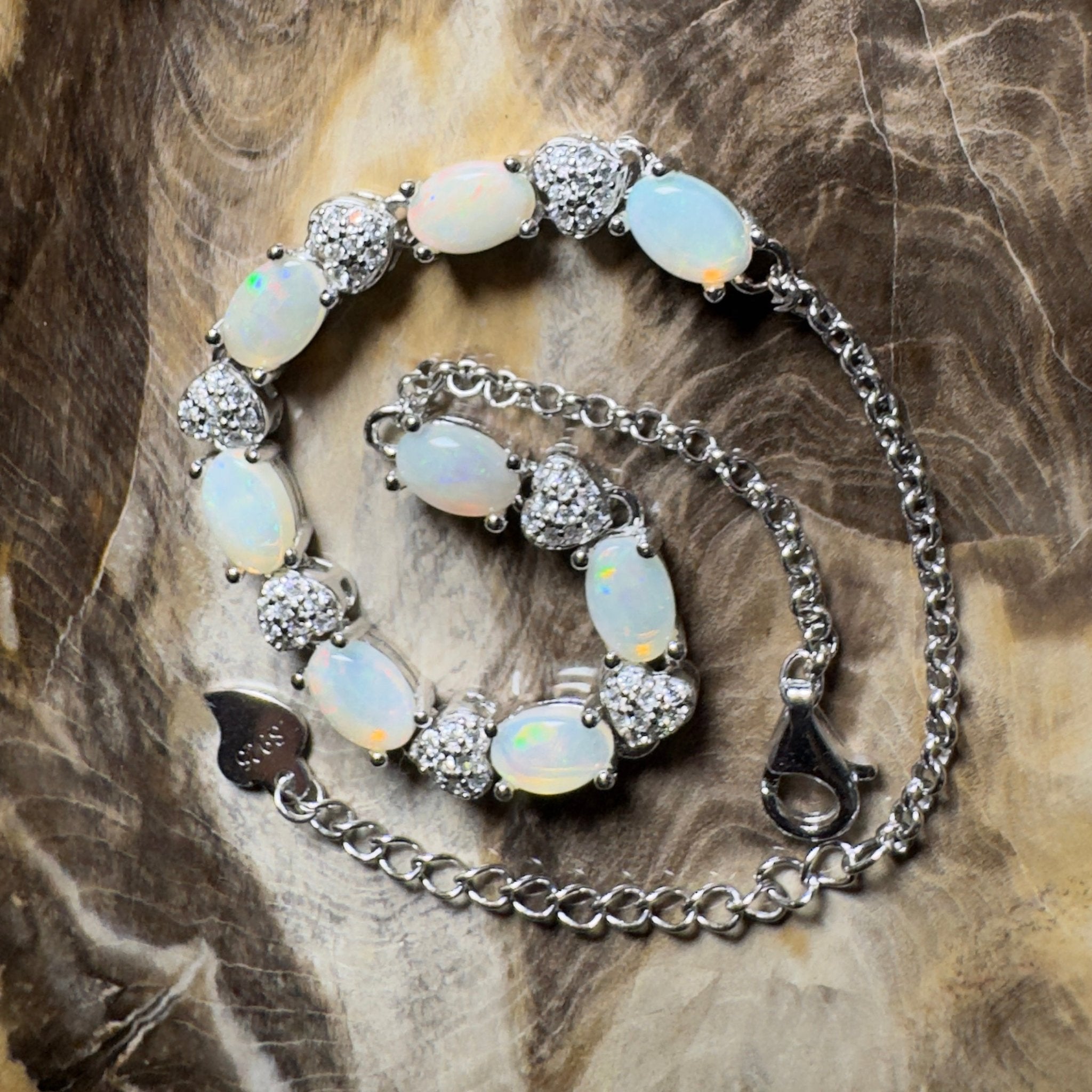 Grampians Glow ~ 2.4ct Coober Pedy Opal 925 Sterling Silver Bracelet