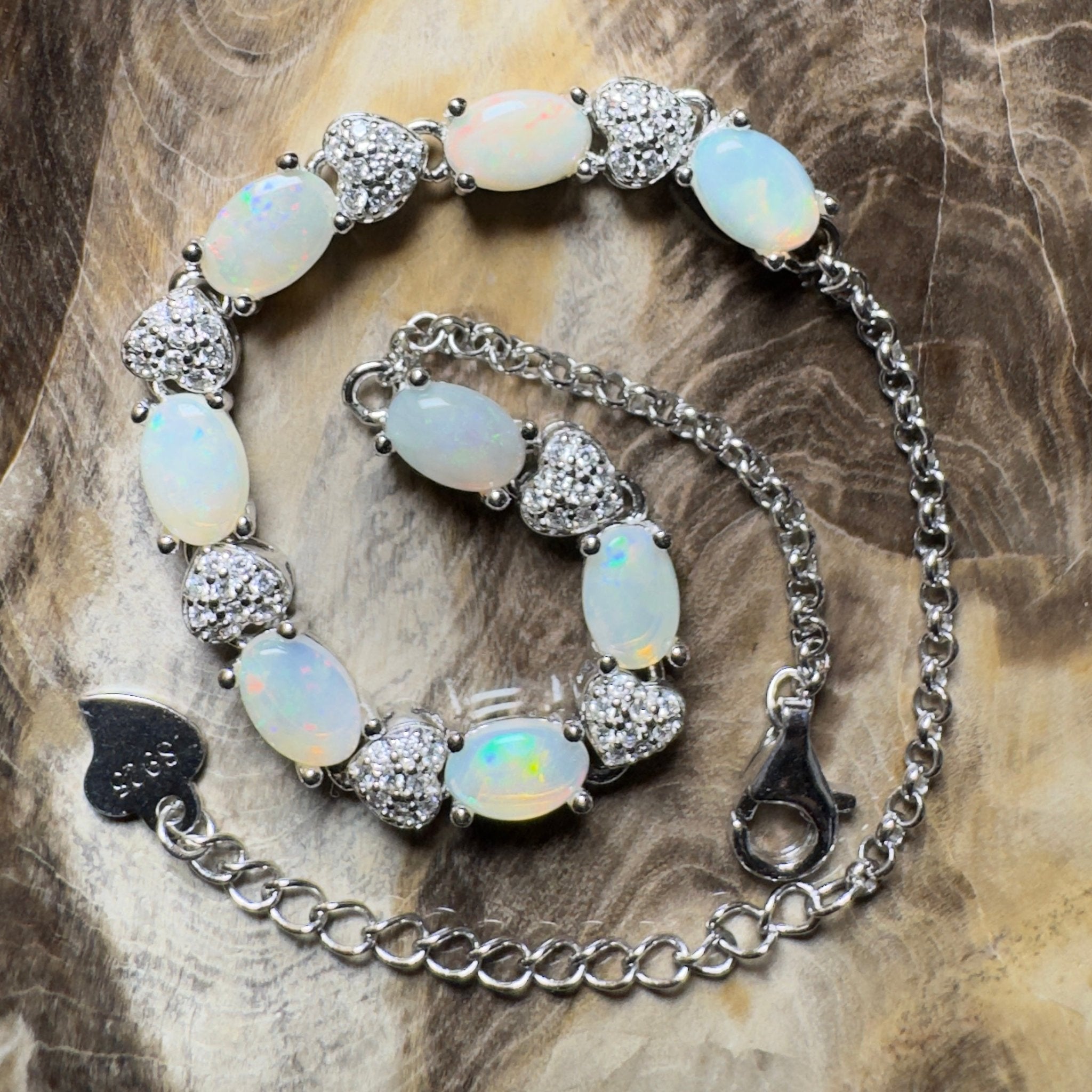 Grampians Glow ~ 2.4ct Coober Pedy Opal 925 Sterling Silver Bracelet