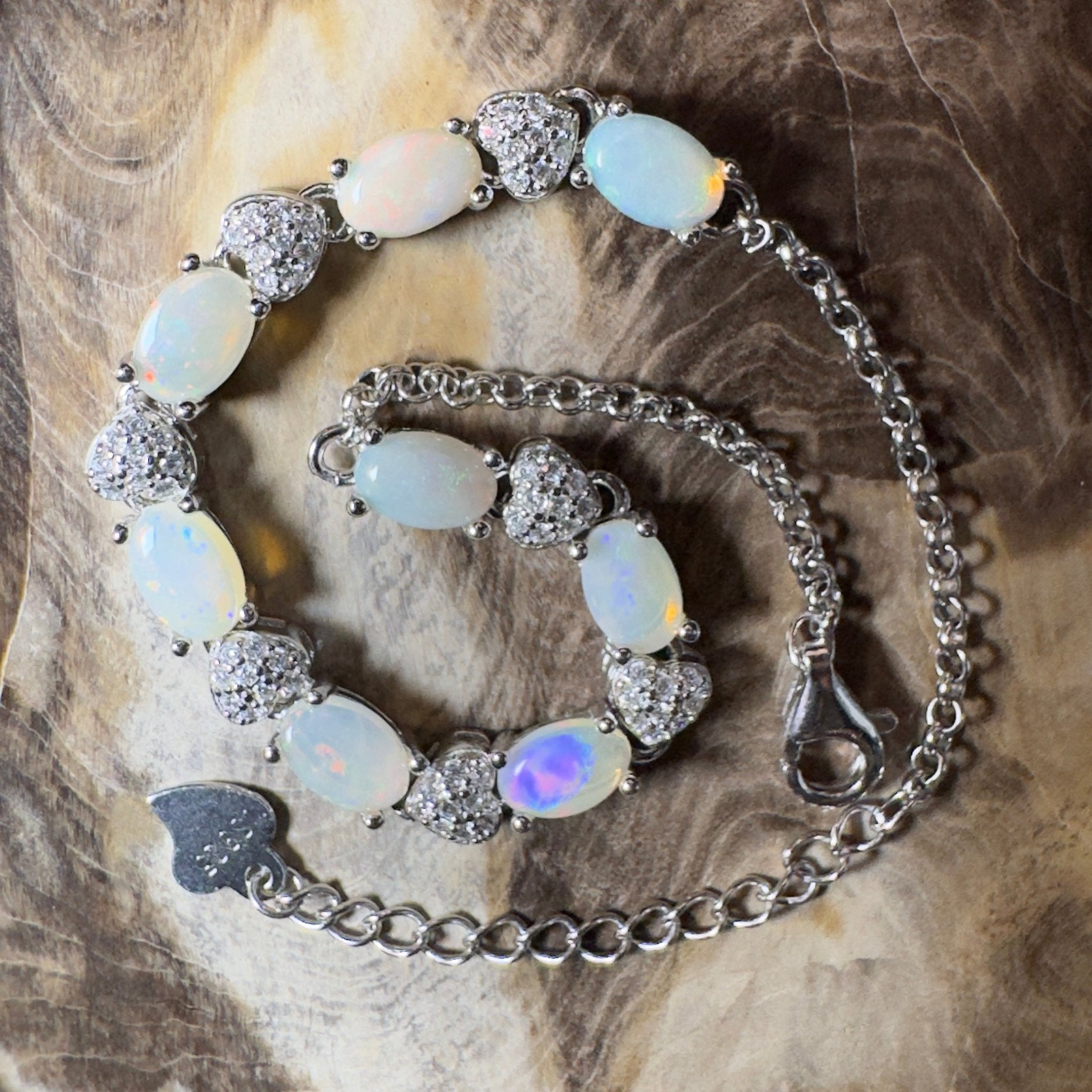Grampians Glow ~ 2.4ct Coober Pedy Opal 925 Sterling Silver Bracelet