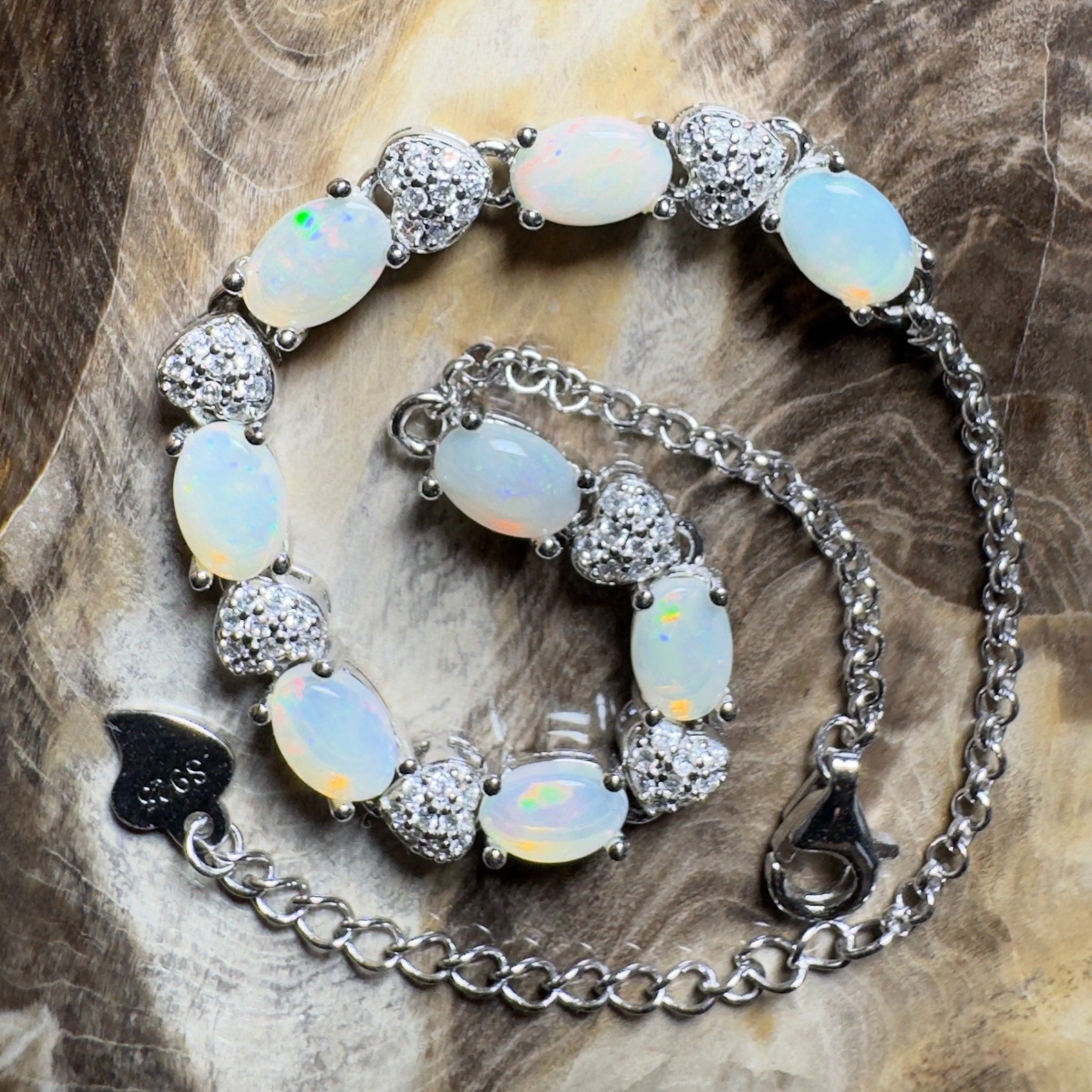 Grampians Glow ~ 2.4ct Coober Pedy Opal 925 Sterling Silver Bracelet